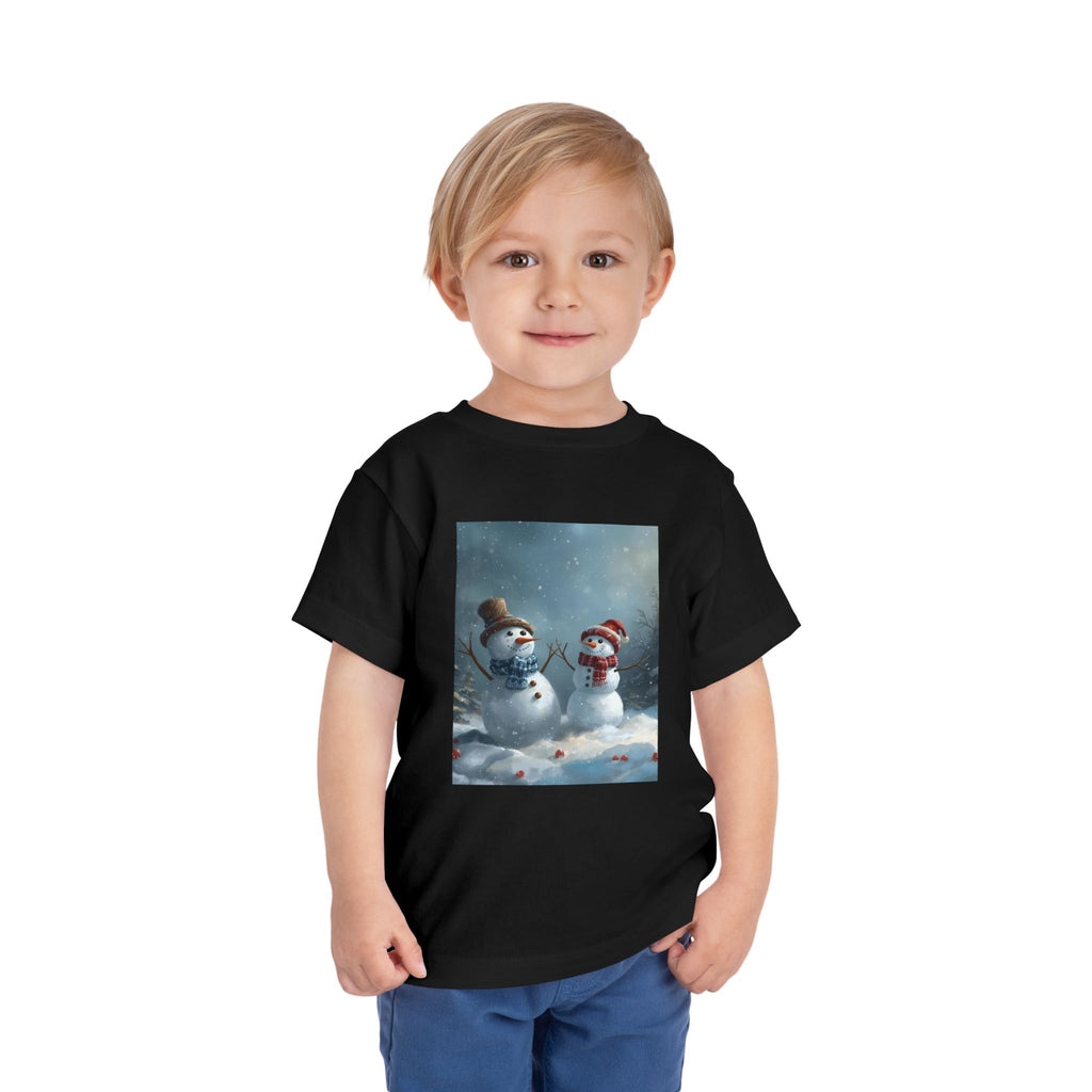 Toddler Christmas Snowman Winter Theme Tee, Cute Snowman Graphic Tee, Kids Short Sleeve Shirt, Holiday Outfit, Christmas Gift