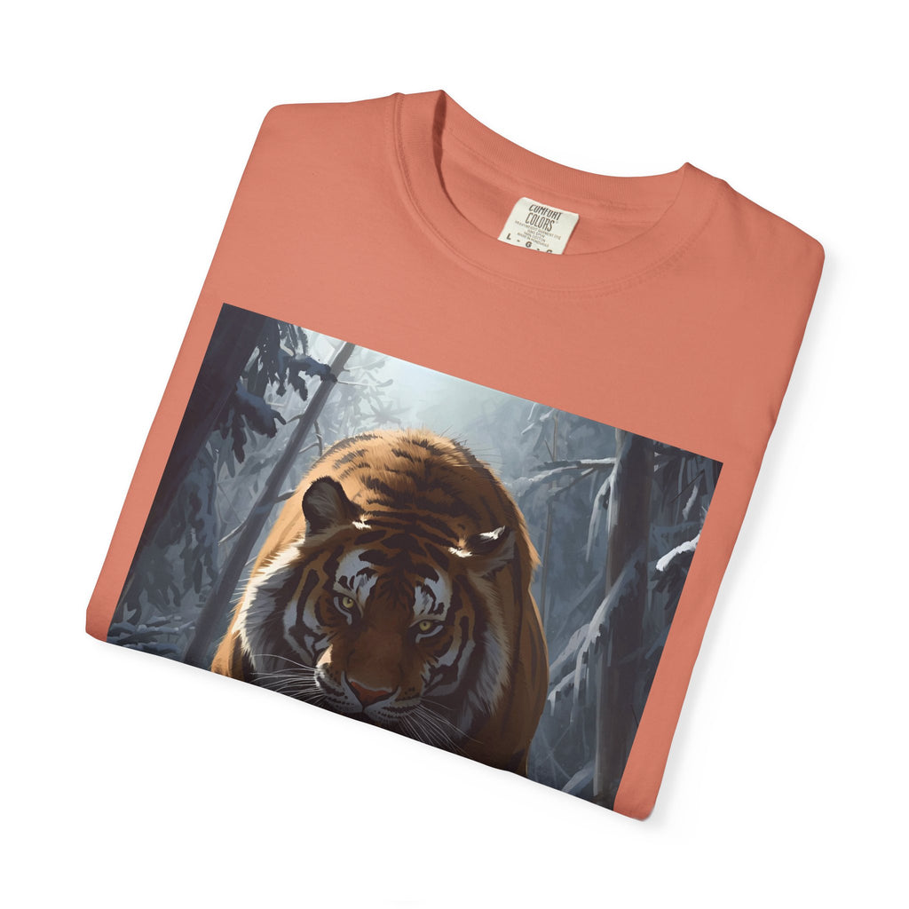 Tiger Roar Snow Unisex T-Shirt, Animal Lover Gift, Wildlife Tee, Casual Wear, Adventure Shirt, Nature Inspired Apparel