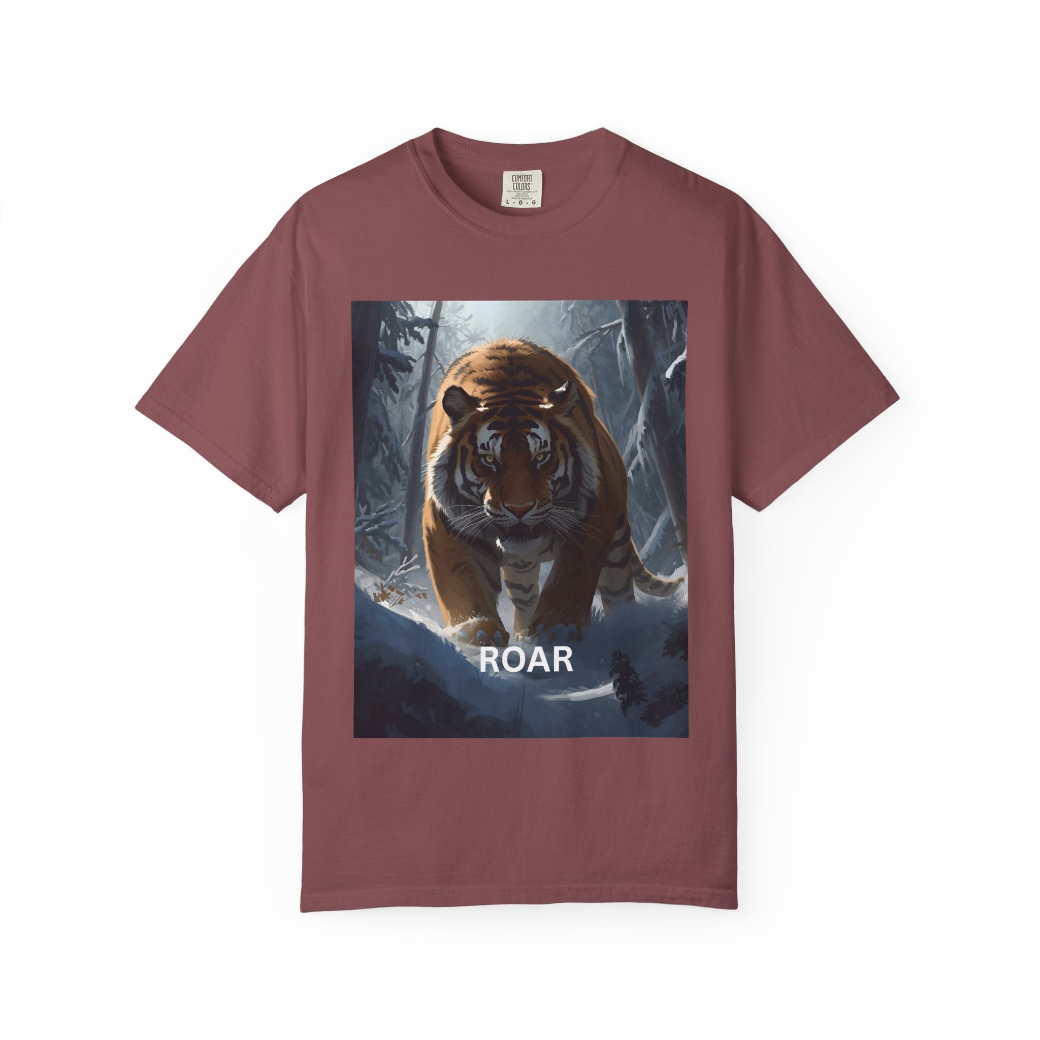 Tiger Roar Snow Unisex T-Shirt, Animal Lover Gift, Wildlife Tee, Casual Wear, Adventure Shirt, Nature Inspired Apparel
