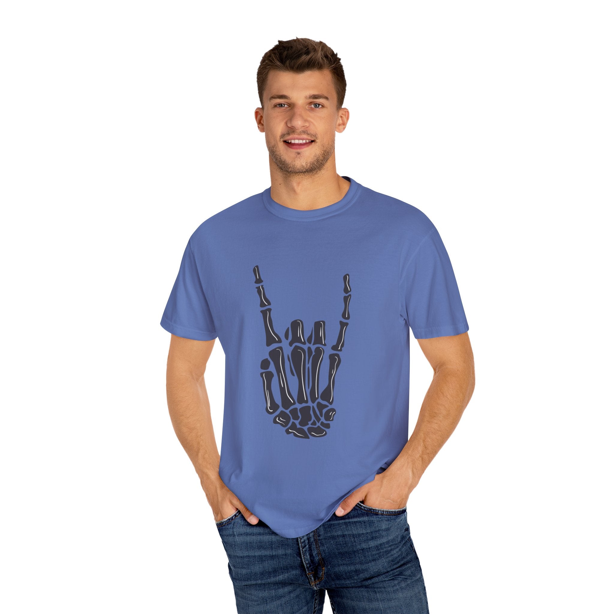 Skeleton Hand Rock On T-Shirt, Music Lover Apparel, Unisex Graphic Tee, Festival Outfit, Halloween Costume, Soft Cotton Shirt