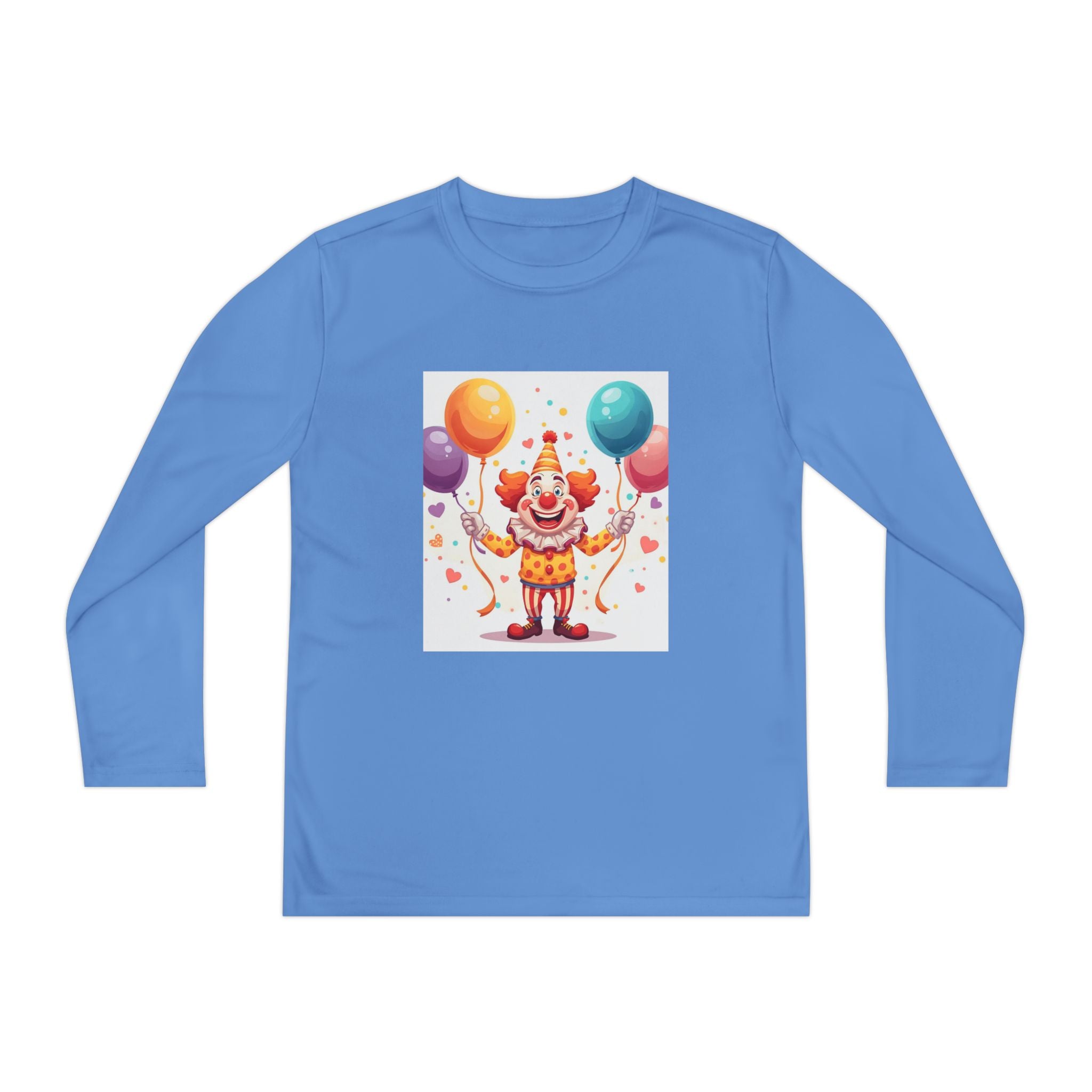 Birthday Clown With Balloons Youth Long Sleeve Competitor Tee