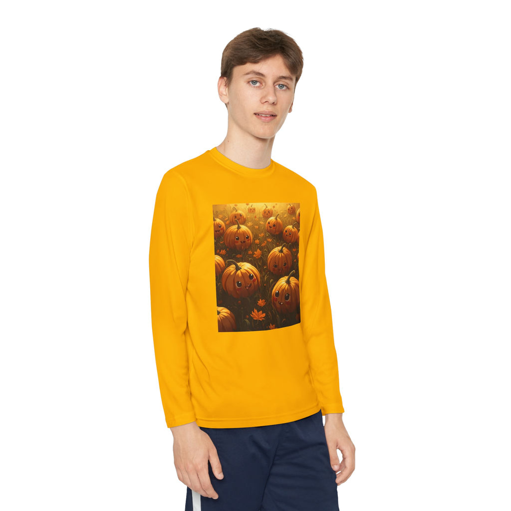 Happy Halloween Pumpkin Youth Long Sleeve Competitor Tee