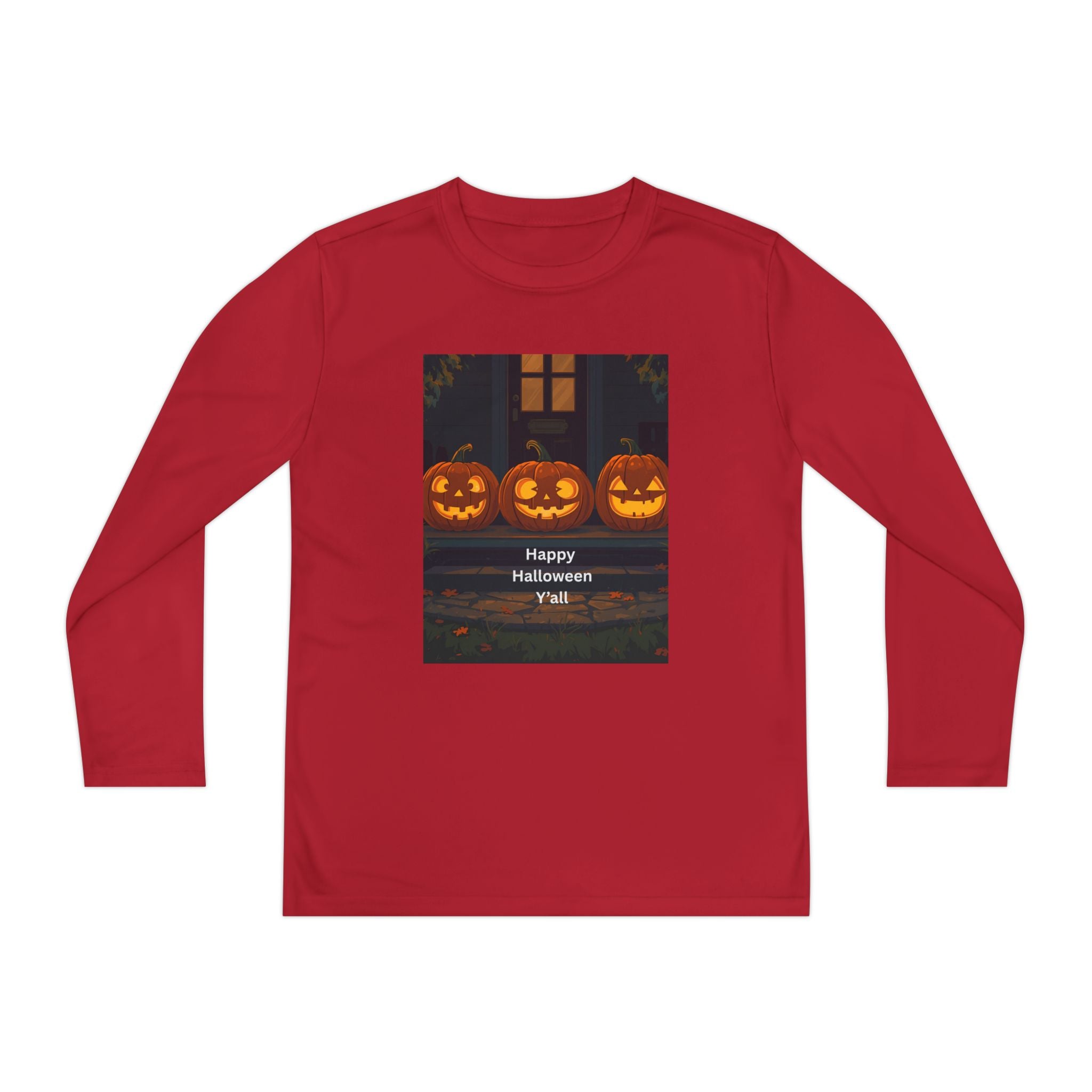 Halloween Pumpkin Youth Long Sleeve Competitor Tee