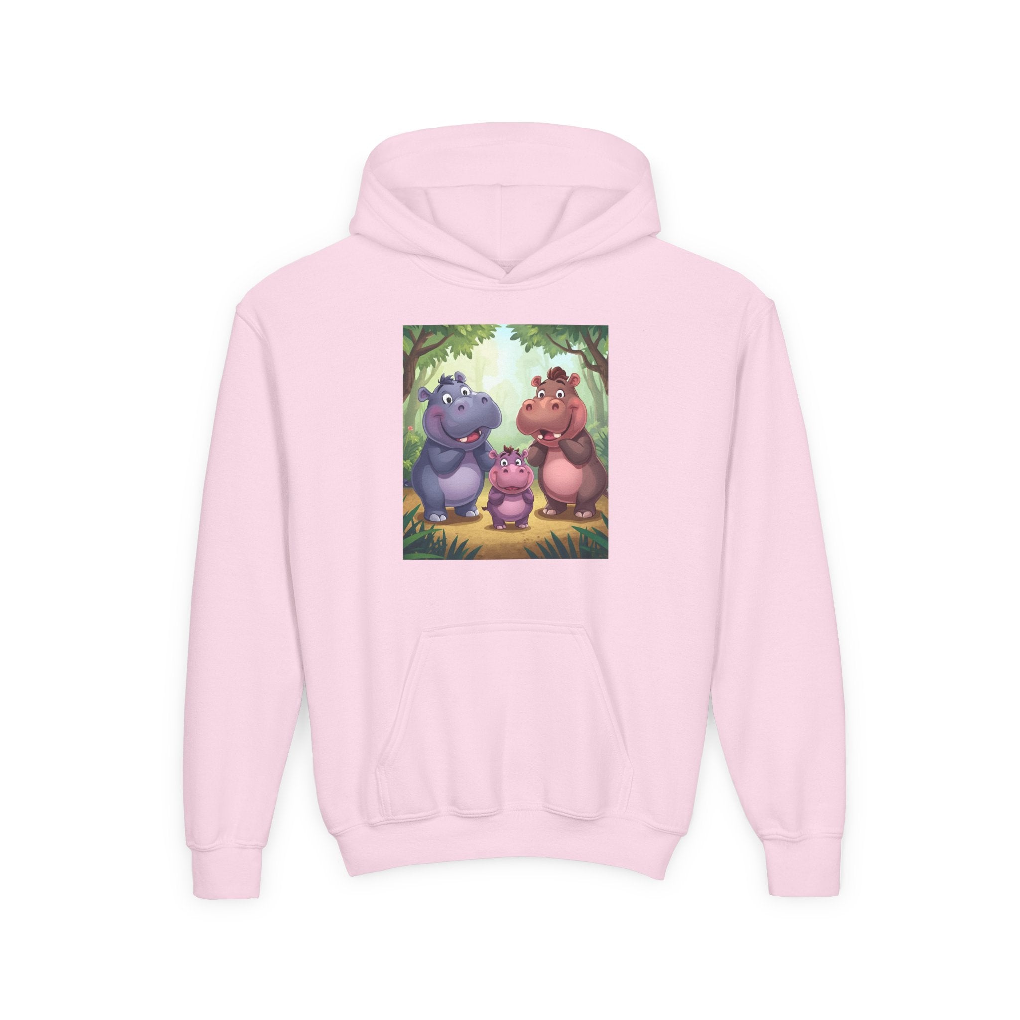 Hippo Cute Youth Heavy Blend Hooded Sweatshirt