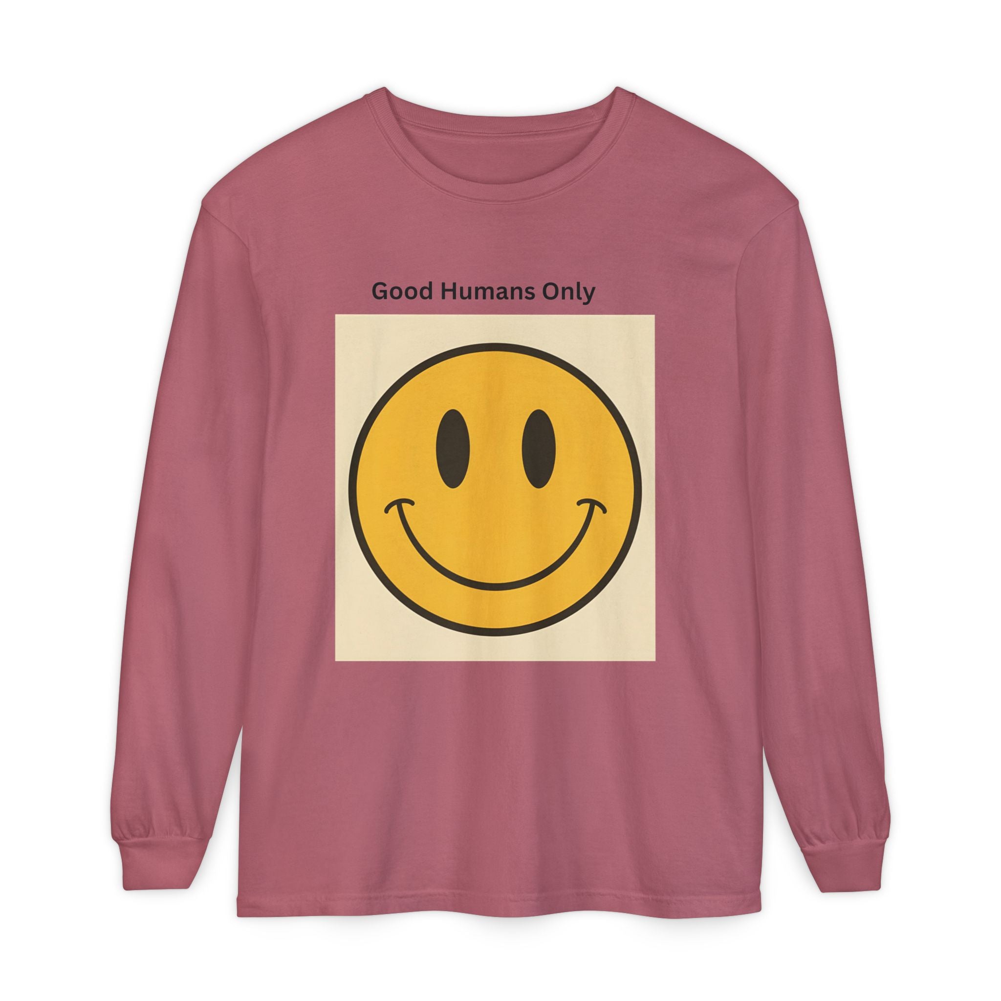 Smiley Face Unisex Garment-dyed Long Sleeve T-Shirt