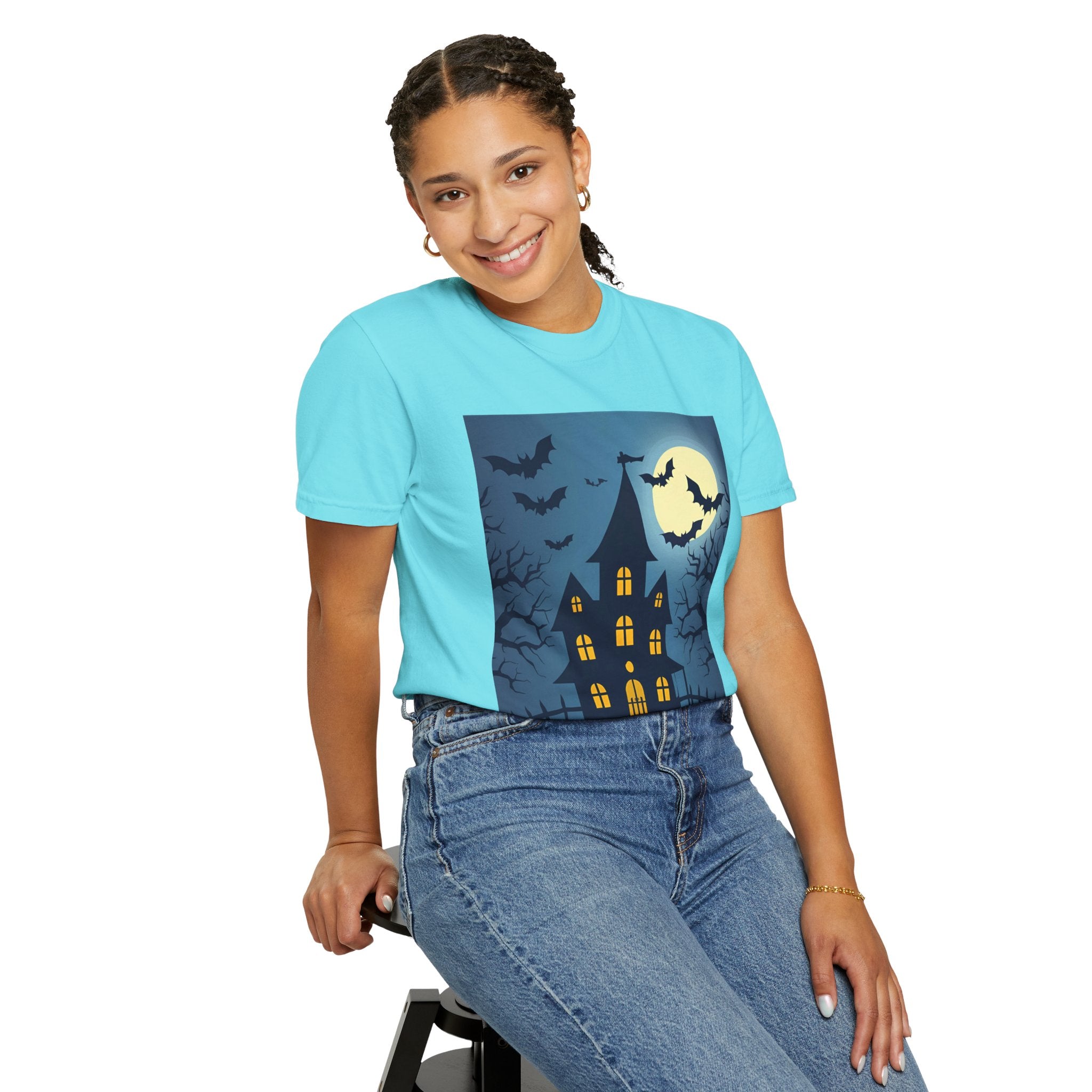 Haunted House T-Shirt, Spooky Halloween Tee, Unisex Shirt, Fall Apparel, Ghostly Graphic Tee, October Celebration Outfit