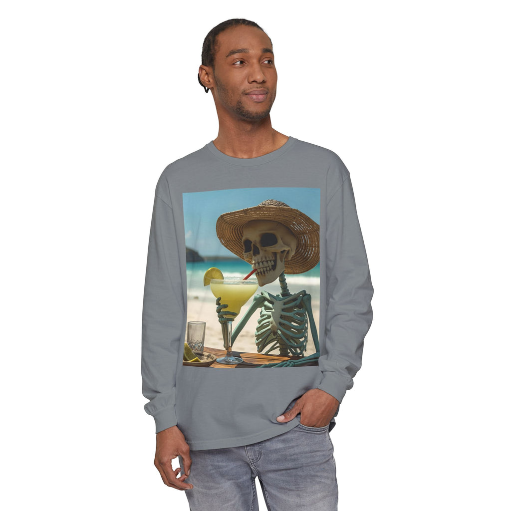 Chill Vibes Skeleton Unisex Garment-dyed Long Sleeve T-Shirt