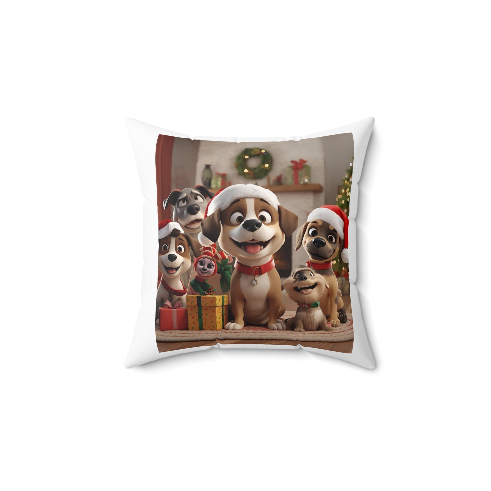 Christmas Dog Pillow, Holiday Home Decor, Pet Lover Gift, Cozy Living Room Accent, Cute Puppy Cushion