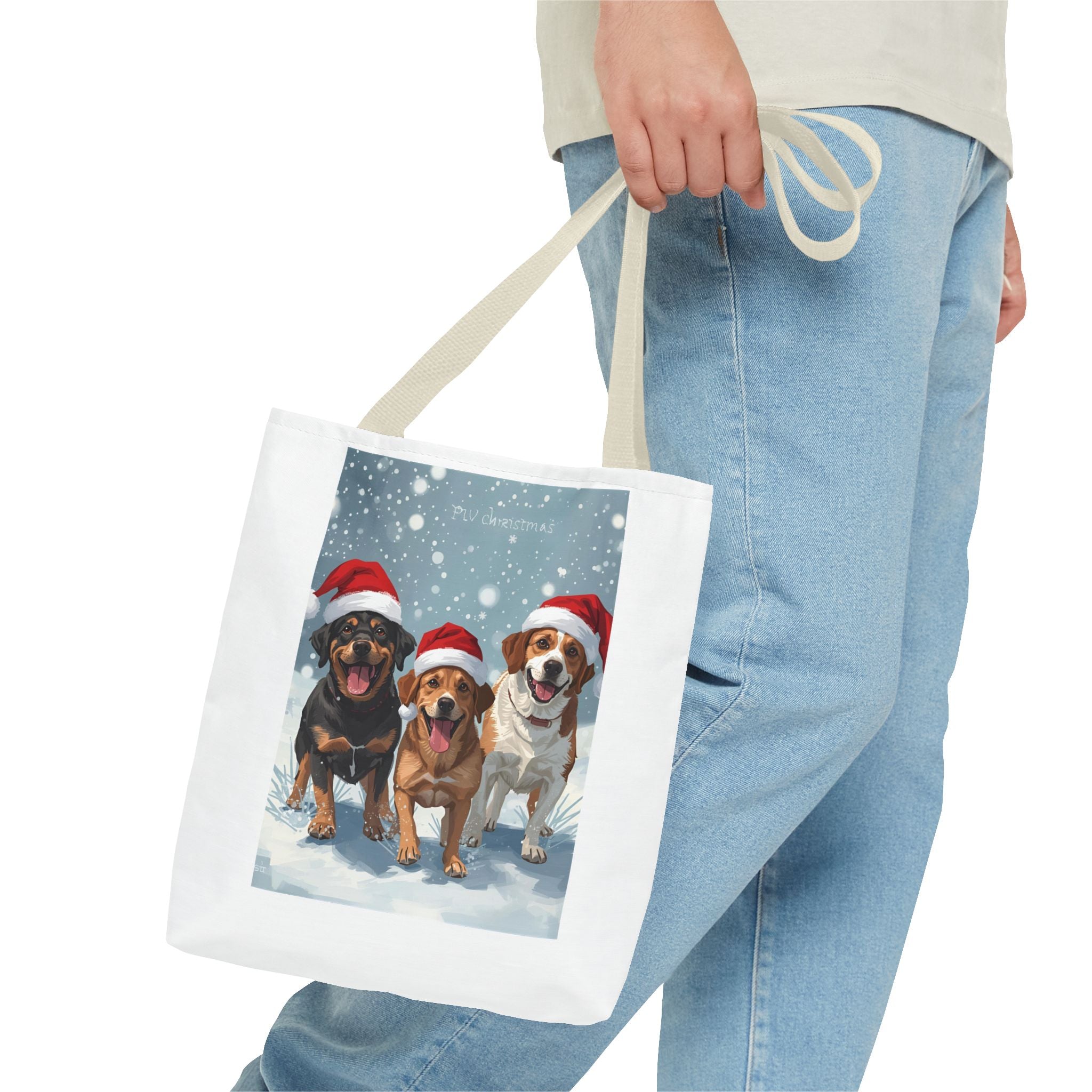 Christmas Dogs Tote Bag | Festive Pet Lover Gift, Snowy Holiday Shopping, Cute Animal Tote, Winter Accessory, Gift for Dog Owners
