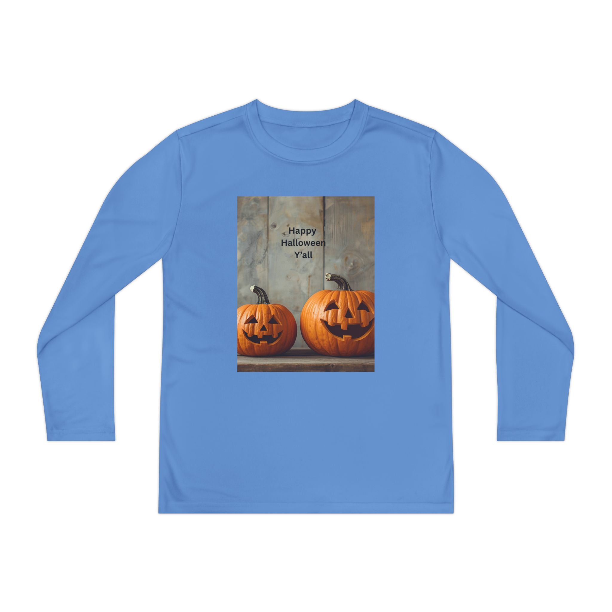 Youth Halloween Pumpkin Long Sleeve Tee, Funny Halloween Shirt, Kids Pumpkin Tee, Fall Celebration Top, Spooky Season Apparel
