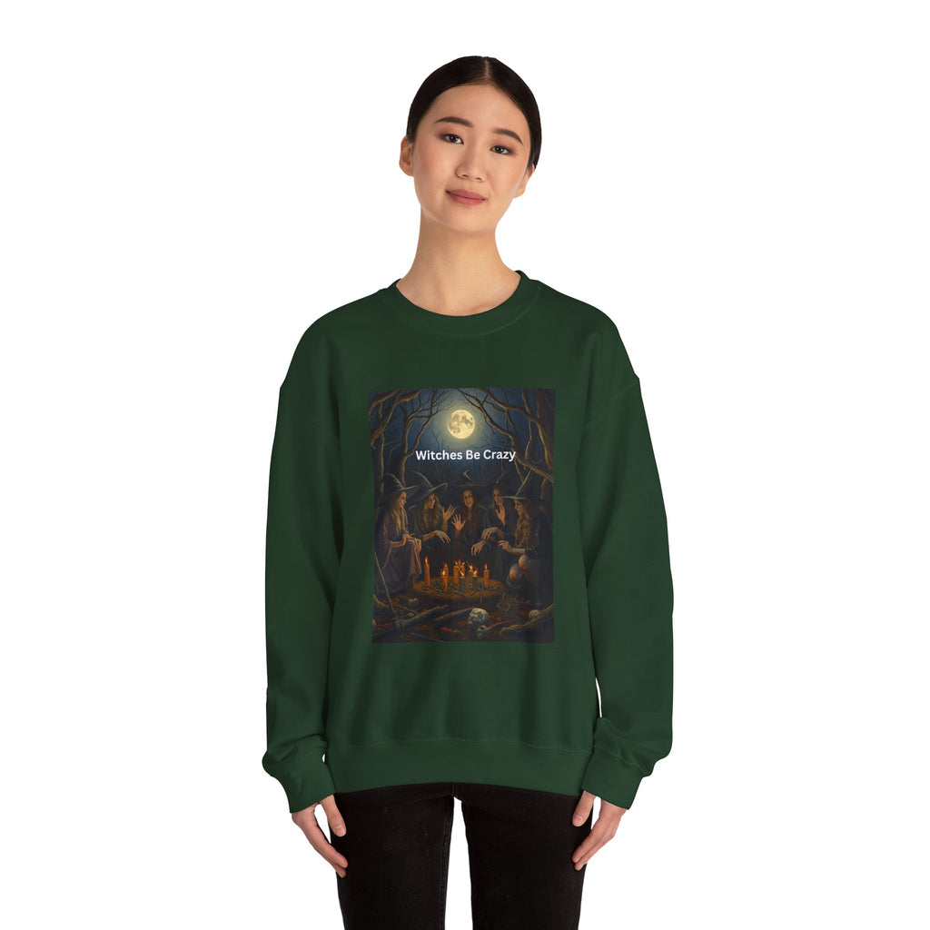 Spooky Halloween Witches Be Crazy Crewneck Sweatshirt, Cozy Halloween Apparel, Unisex Fall Fashion, Witchy Gifts, Casual Everyday Wear