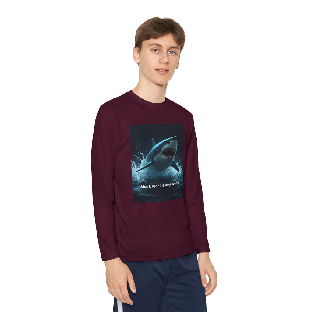 Shark Week Youth Long Sleeve Tee - Funny Ocean Shirt, Kids Gift, Summer Wear, Cool Tee, Swim Shirt, Beach Apparel