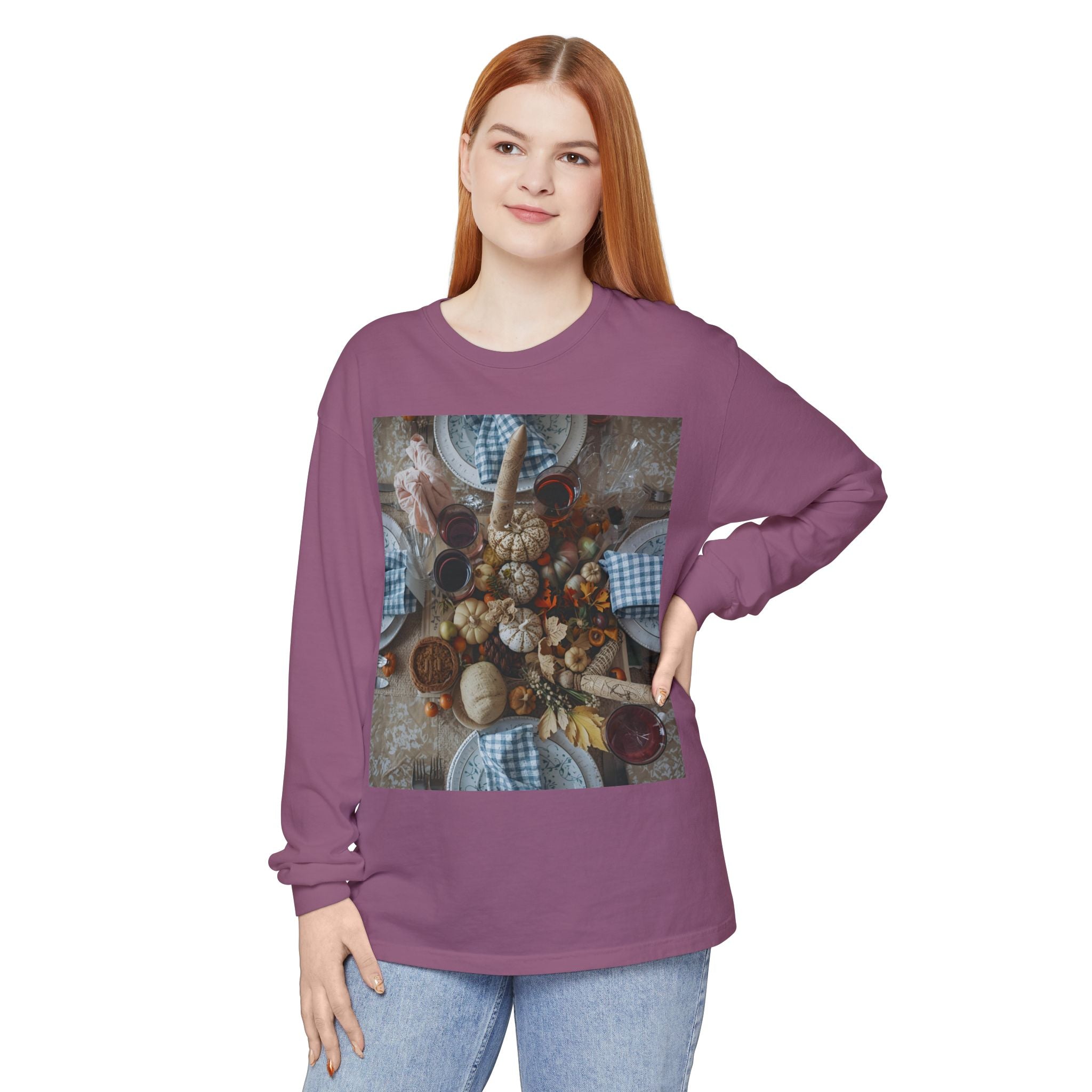 Rustic Gatherings Festive Long Sleeve T-Shirt for Gatherings, Casual Wear, Thanksgiving Shirt, Cozy Gift, Holiday Celebration Tee