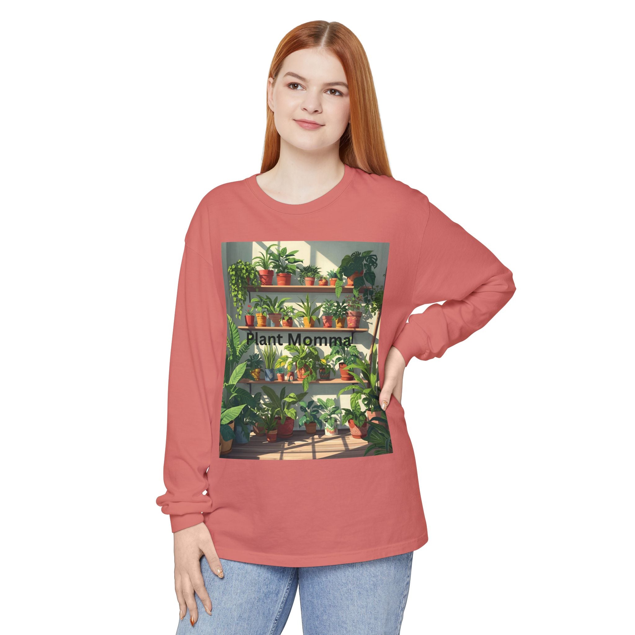 Plant Momma Long Sleeve T-Shirt, Perfect for Plant Lovers, Gardening Gifts, Eco-friendly Fashion, Casual Wear, Spring Celebrations
