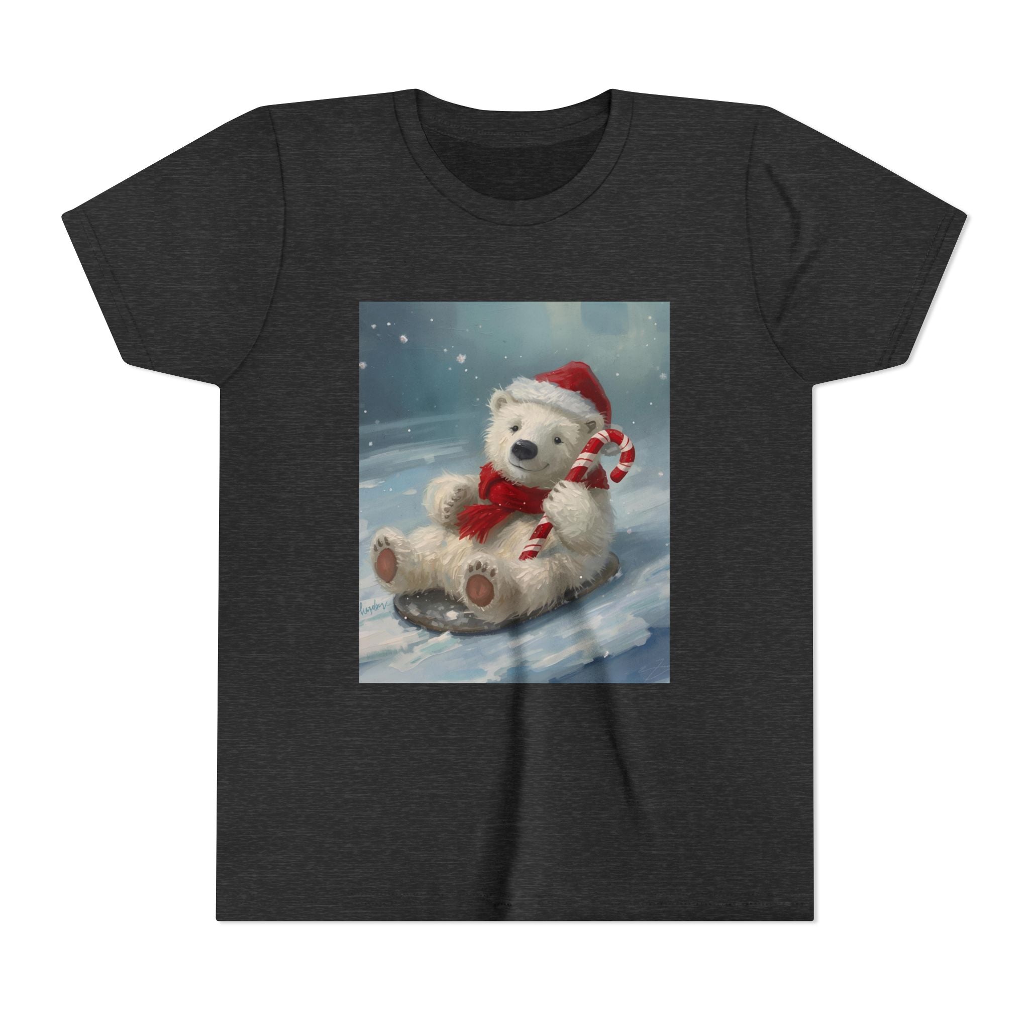 Cute Christmas Bear Youth Short Sleeve Tee