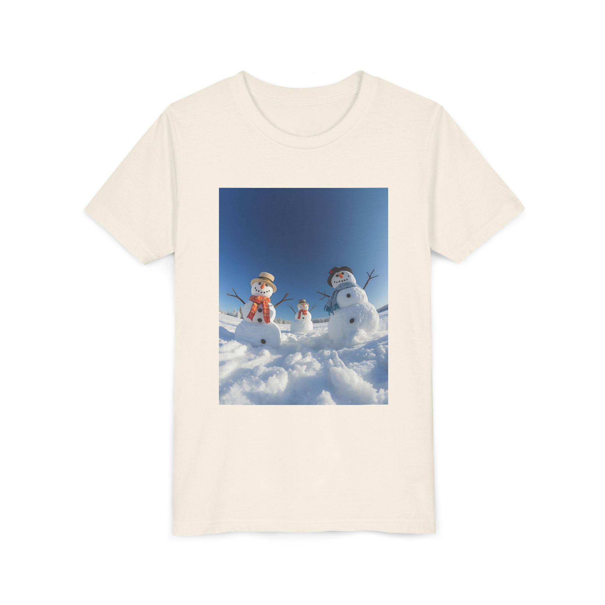 Festive Christmas Snowman Family Youth Short Sleeve Tee
