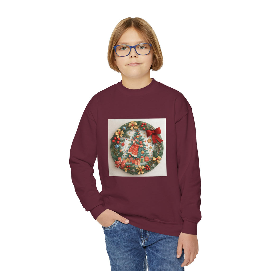 Christmas Wreath Youth Crewneck Sweatshirt