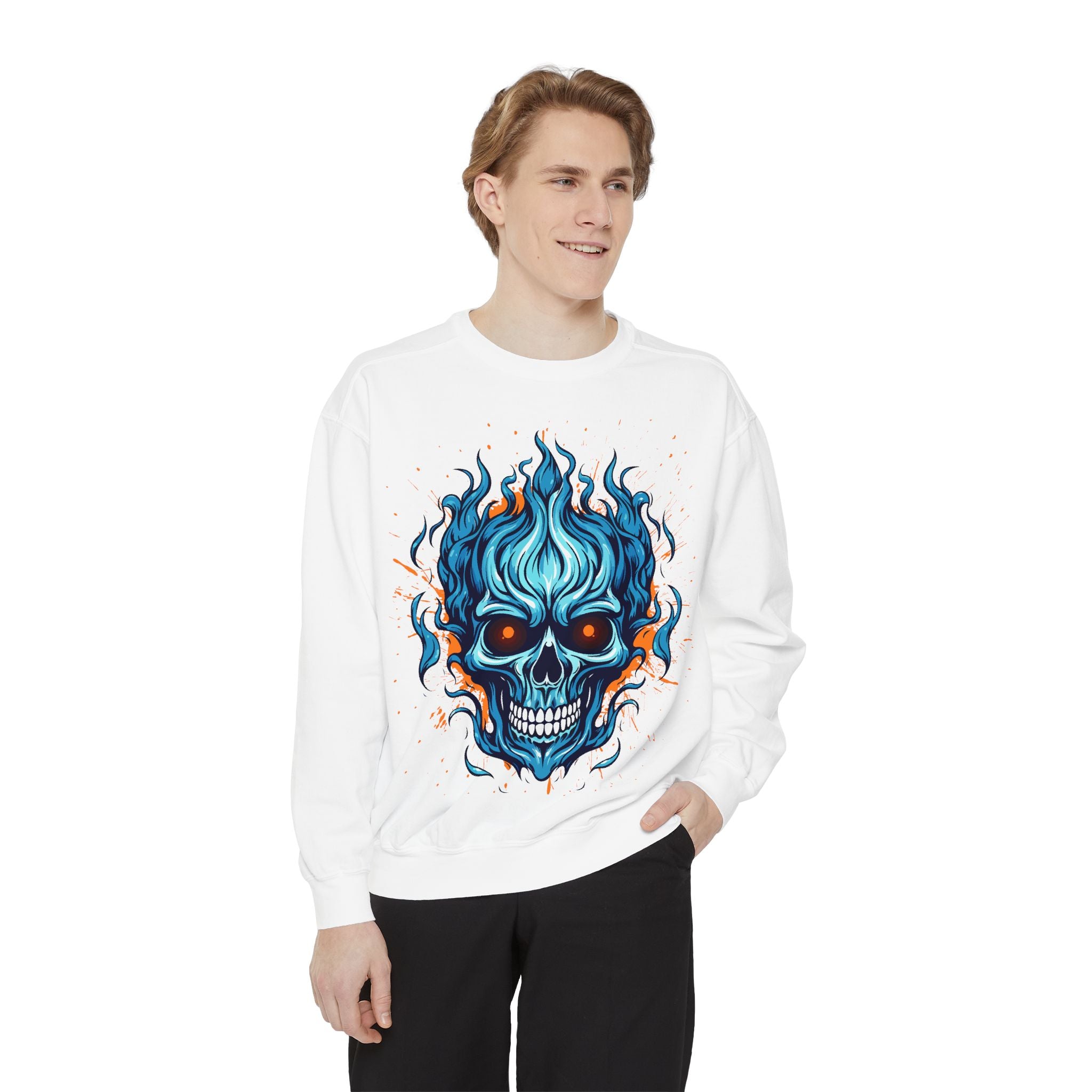 Blue Skull Unisex Garment-Dyed Sweatshirt