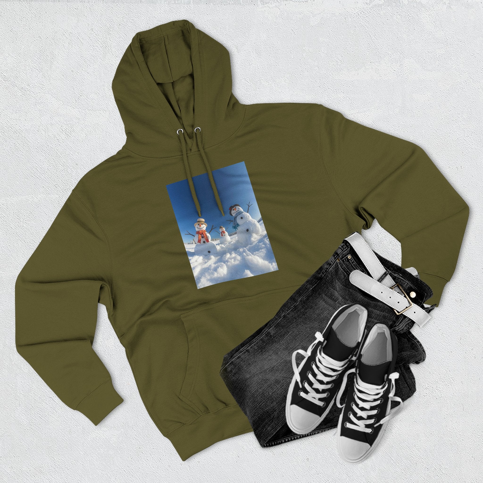 Cozy Fleece Hoodie with Fun Snowmen Design, Winter Wear, Gift for Christmas, Birthday Present, Casual Outfit, Hoodie for Snow Lovers