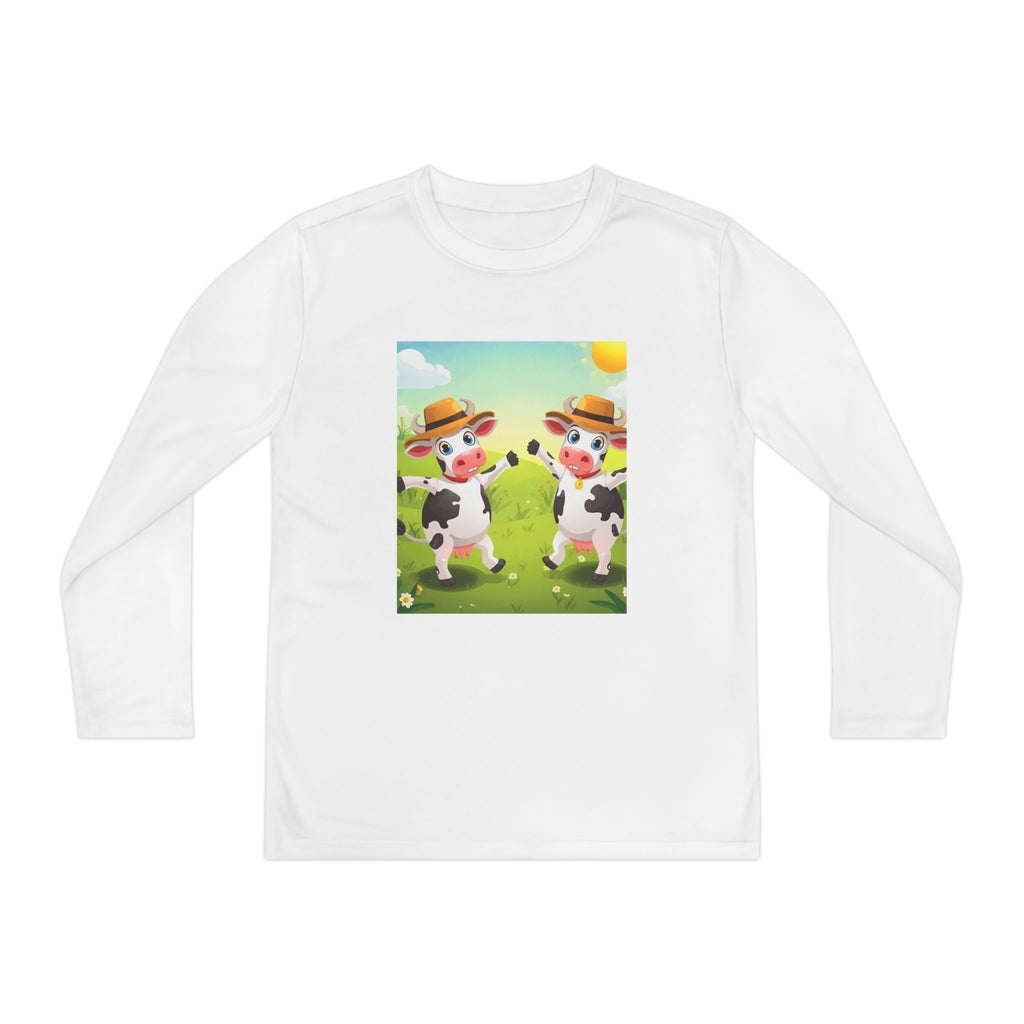 Cute Cows Farm Fun Youth Long Sleeve Competitor Tee