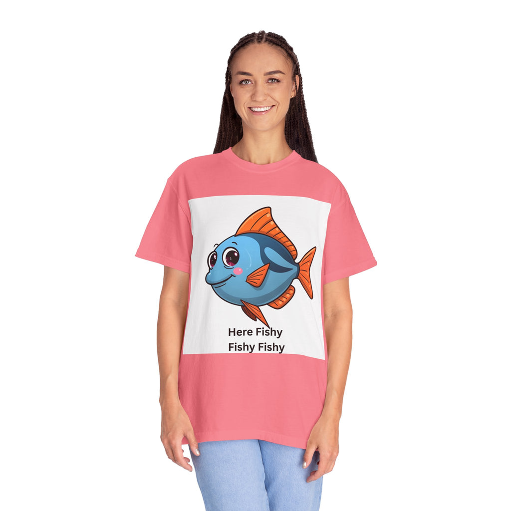 Here Fishy Fishy Fishy Unisex Garment-Dyed T-shirt