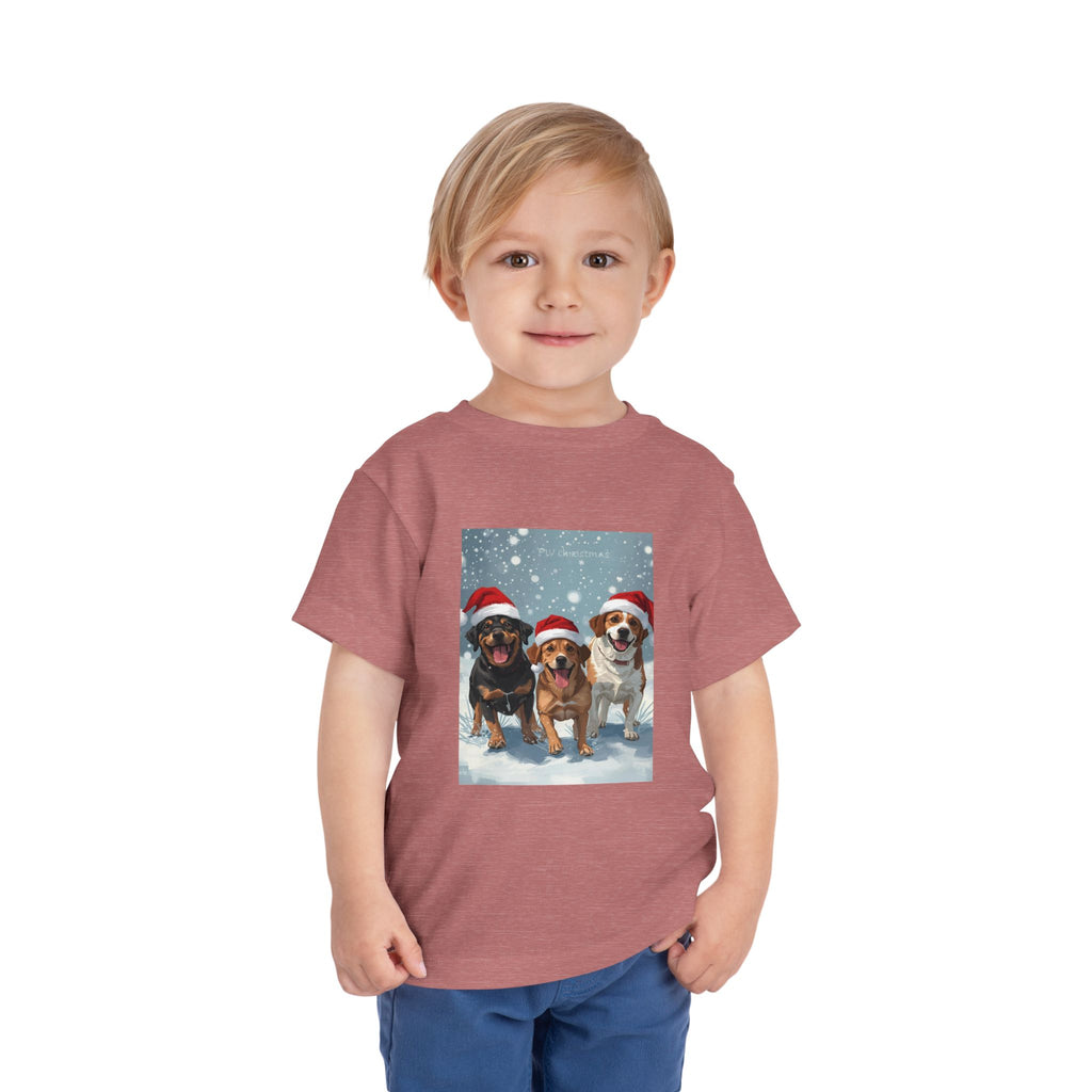 Cute Christmas Dogs Toddler Short Sleeve Tee