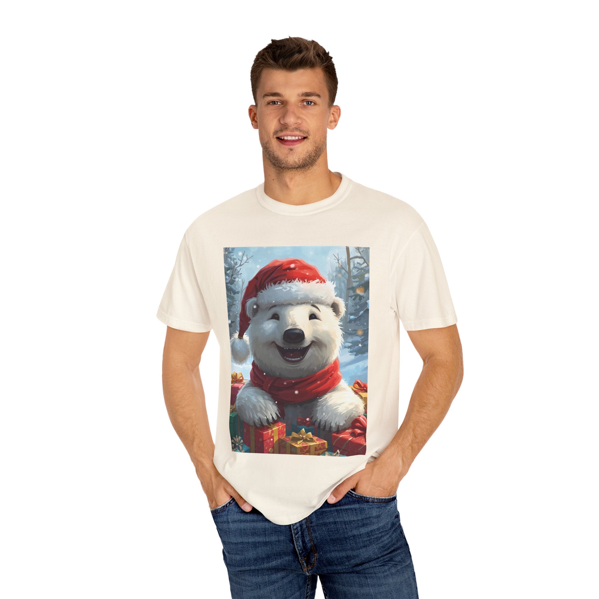 Christmas Polar Bear T-shirt, Holiday Tee, Unisex Gift Shirt, Winter Apparel, Cute Animal T-shirt