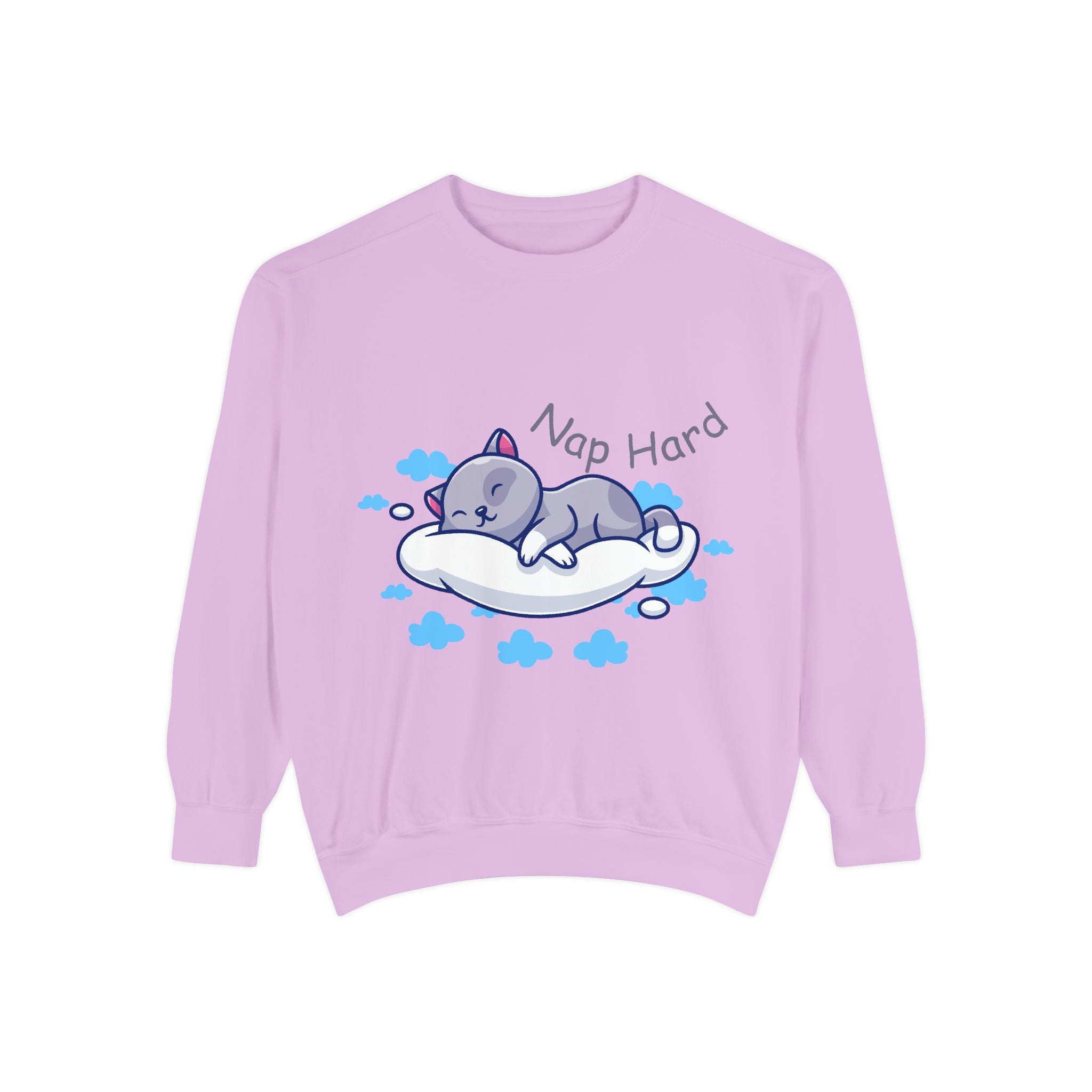 Cozy Cat Nap Hard Unisex Garment-Dyed Sweatshirt