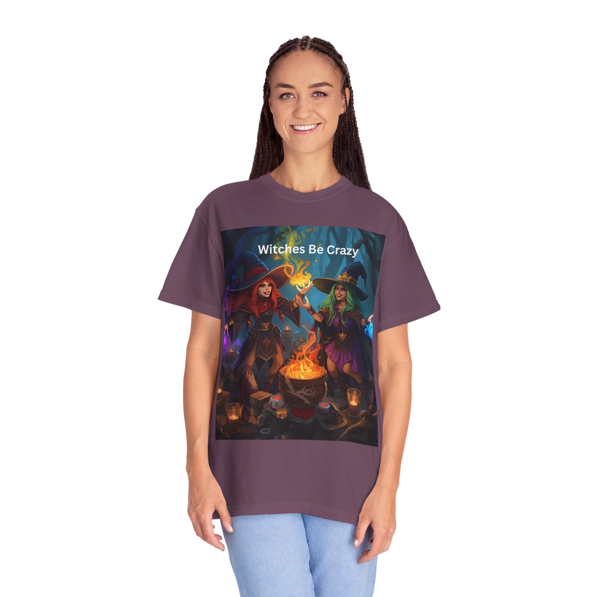 Spooky Halloween Witches Be Crazy T-Shirt | Unisex Garment-Dyed Tee for Halloween, Witchy Vibes, Spooky Season, Gift for Witch Lovers, Everyday Wear
