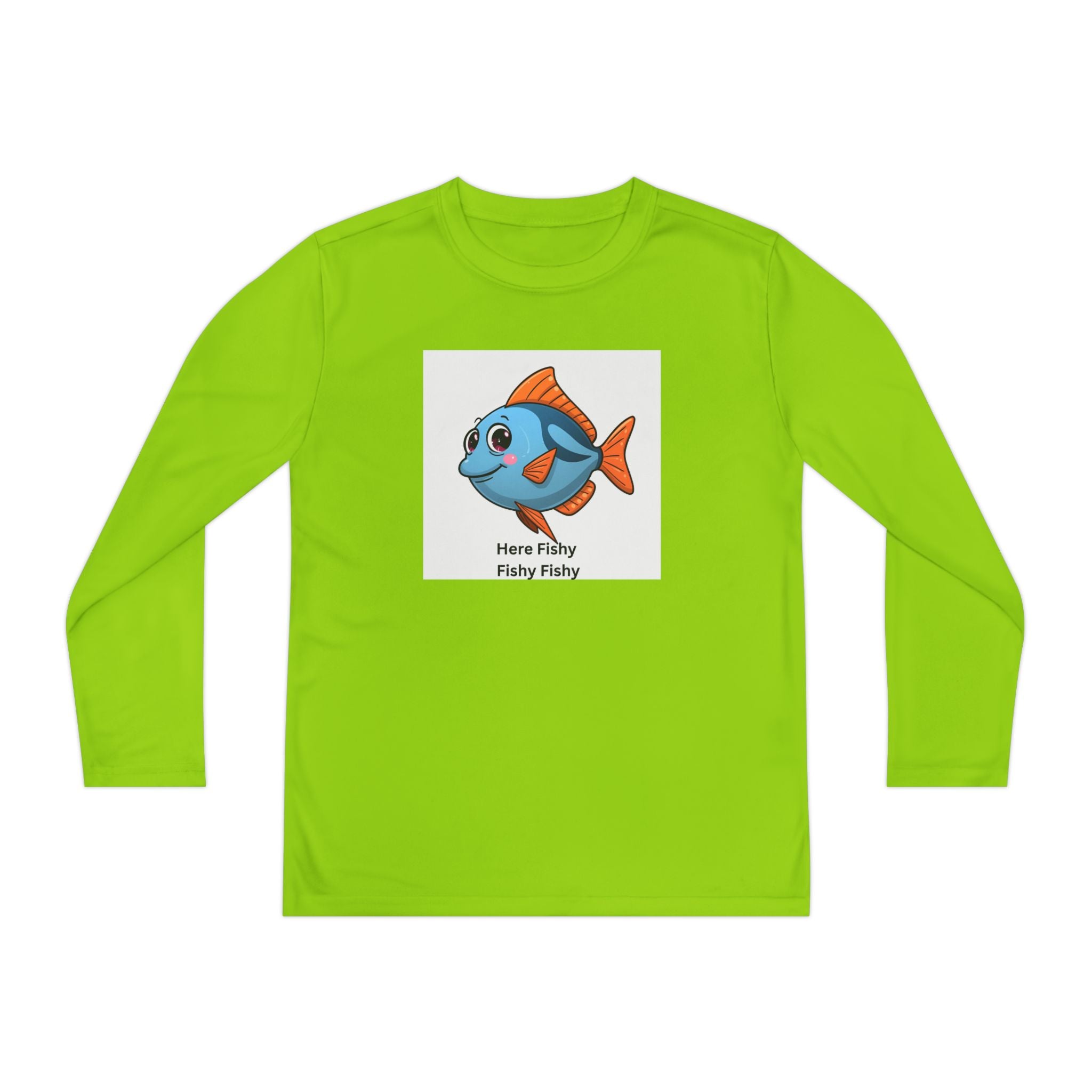 Here Fishy Fishy Fishy Youth Long Sleeve Competitor Tee