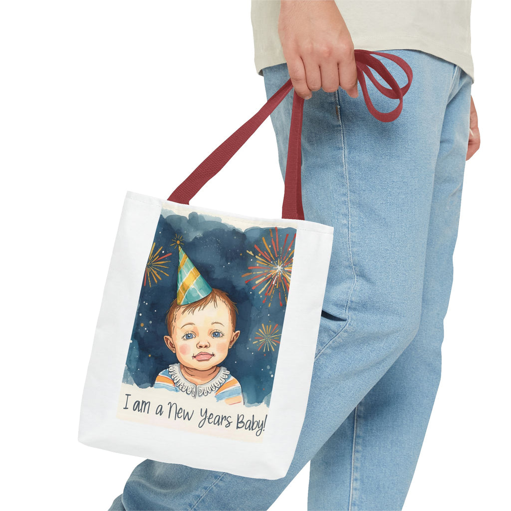 New Year's Baby Tote Bag, Cute Baby Gift, Celebration Bag, New Year Party Accessory, AOP Design, Family Gathering
