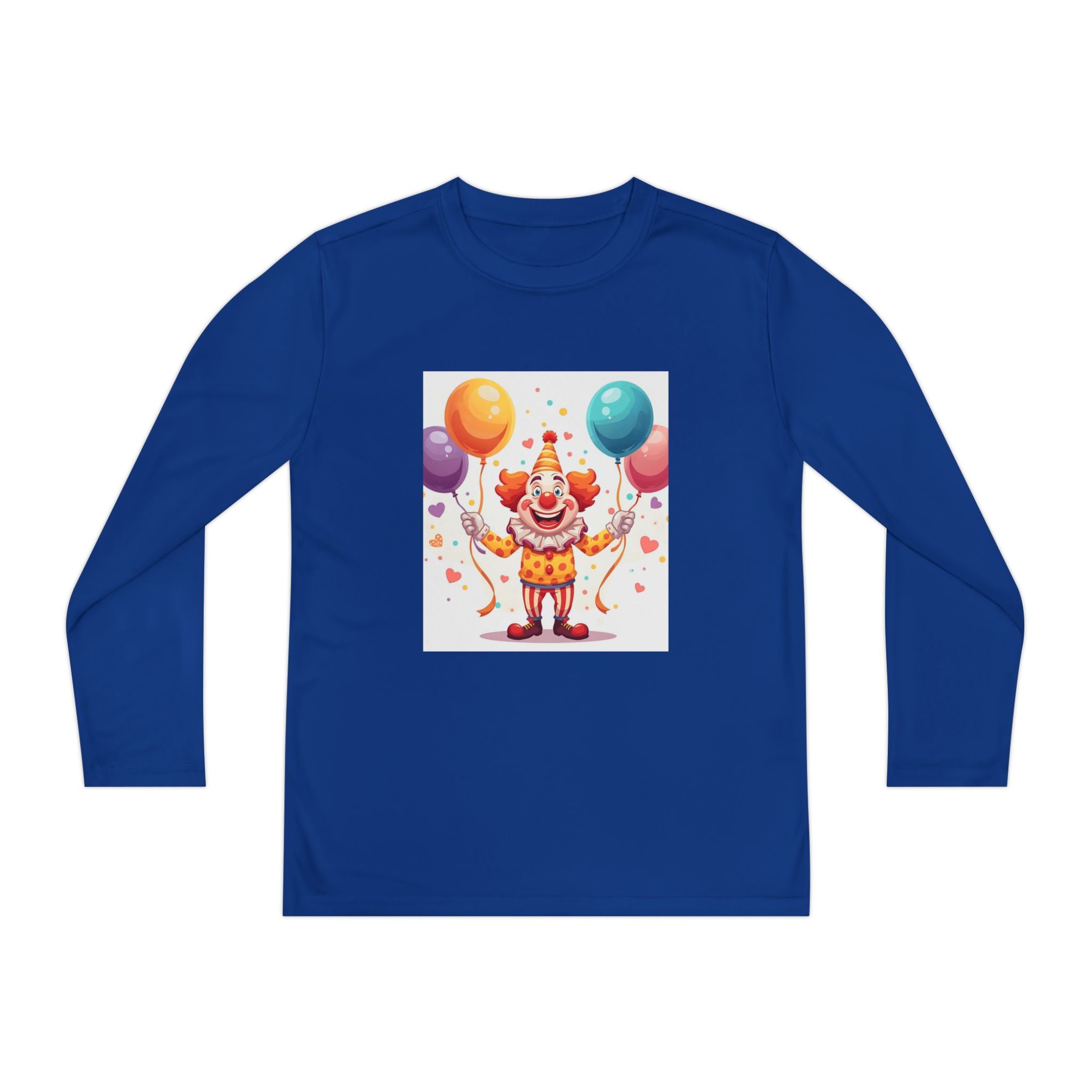 Birthday Clown With Balloons Youth Long Sleeve Competitor Tee