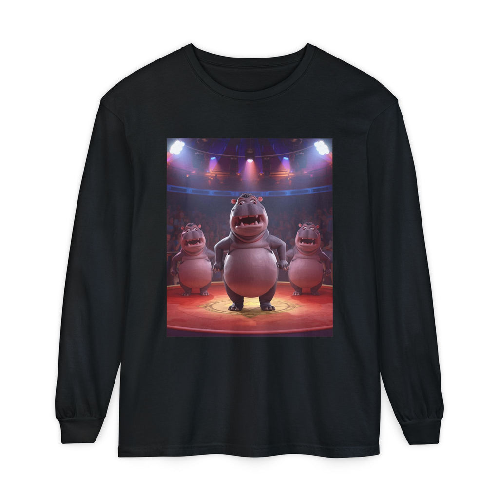 Hippo Funny Unisex Garment-dyed Long Sleeve T-Shirt