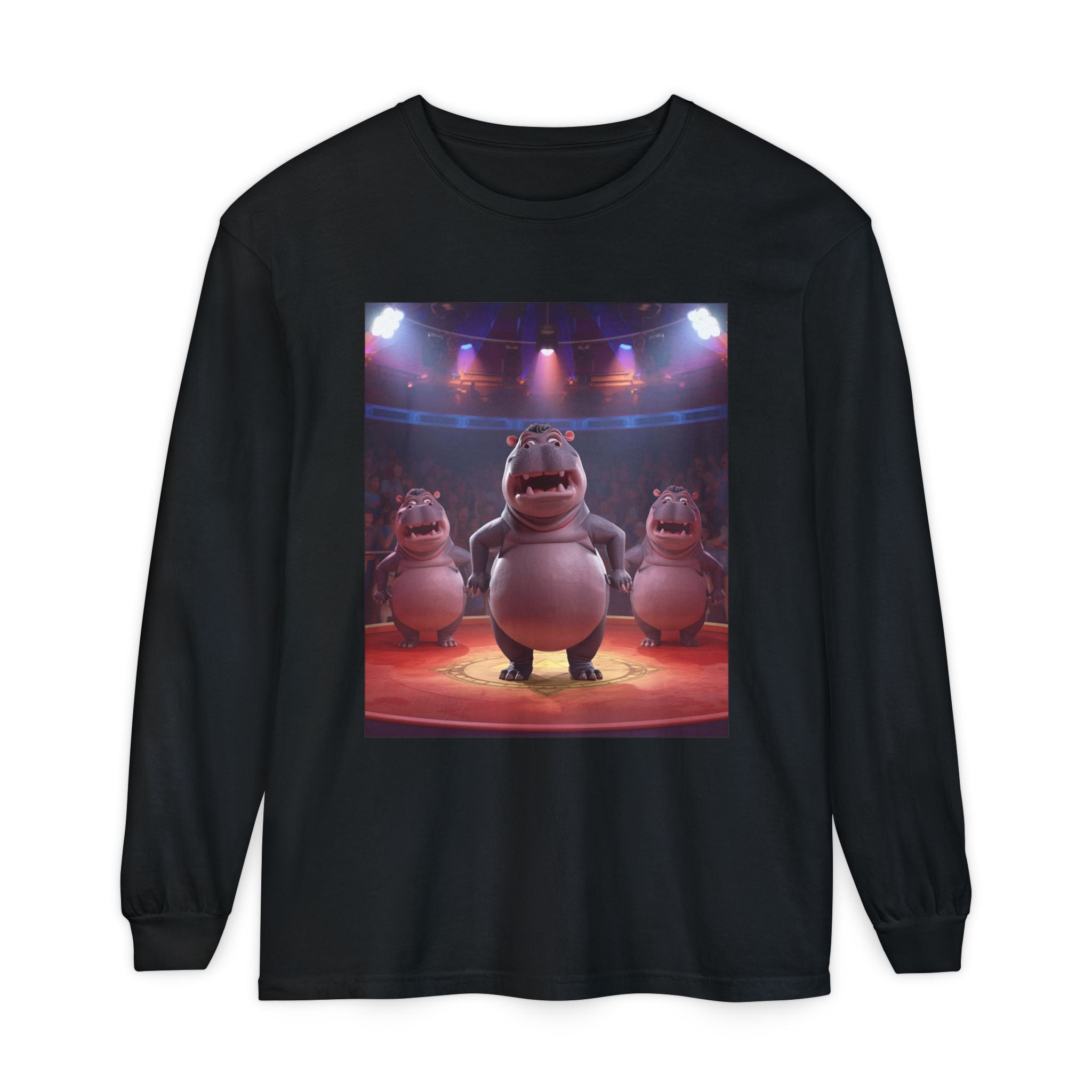 Hippo Funny Unisex Garment-dyed Long Sleeve T-Shirt