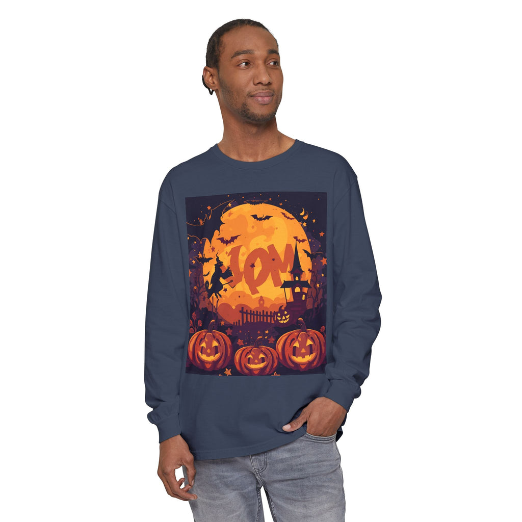 Halloween Pumpkin Long Sleeve T-Shirt, Unisex Spooky Shirt, Fall Apparel, Halloween Costume, Cozy Autumn Top, Halloween Party Wear