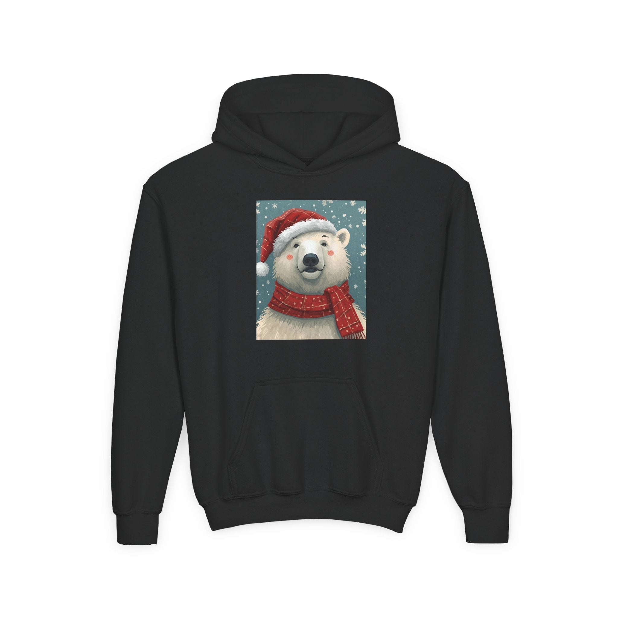 Cozy Polar Bear Christmas Hoodie, Holiday Sweatshirt for Kids, Winter Wear, Gift Idea, Cute Kids Hooded Sweatshirt