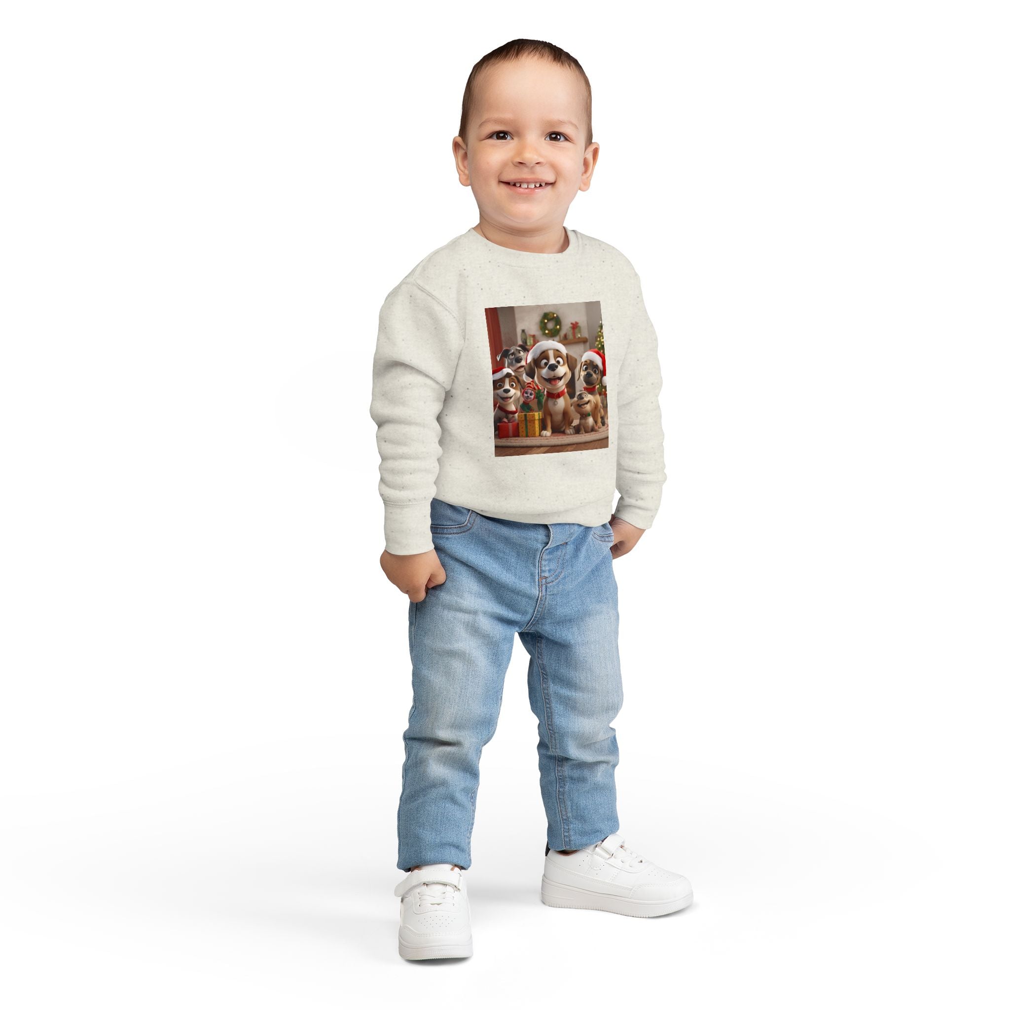 Cute Puppy Christmas Toddler Sweatshirt, Holiday Gift, Kids Sweatshirt, Baby Christmas Outfit, Cute Dog Apparel, Toddler Winter Wear