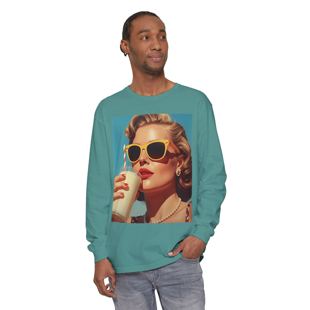 Retro Pop Art Long Sleeve T-Shirt, Vintage Graphic Tee, Fashion Top, Summer Style shirt, Gift for Art Lovers, Casual Wear