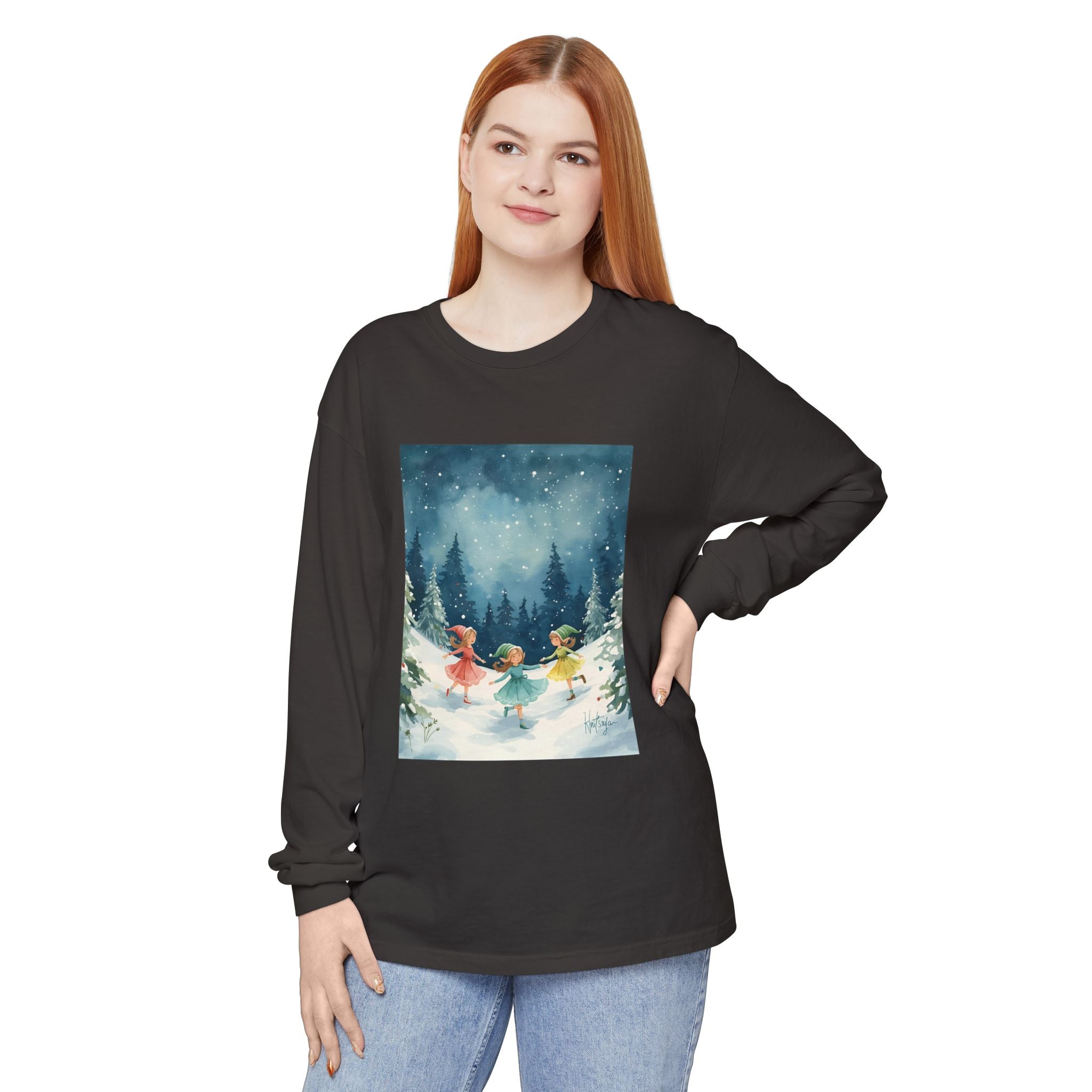 Winter Wonderland Long Sleeve T-Shirt, Cozy Graphic Tee, Perfect for Holidays, Gift for Her, Winter Apparel, Seasonal Fashion