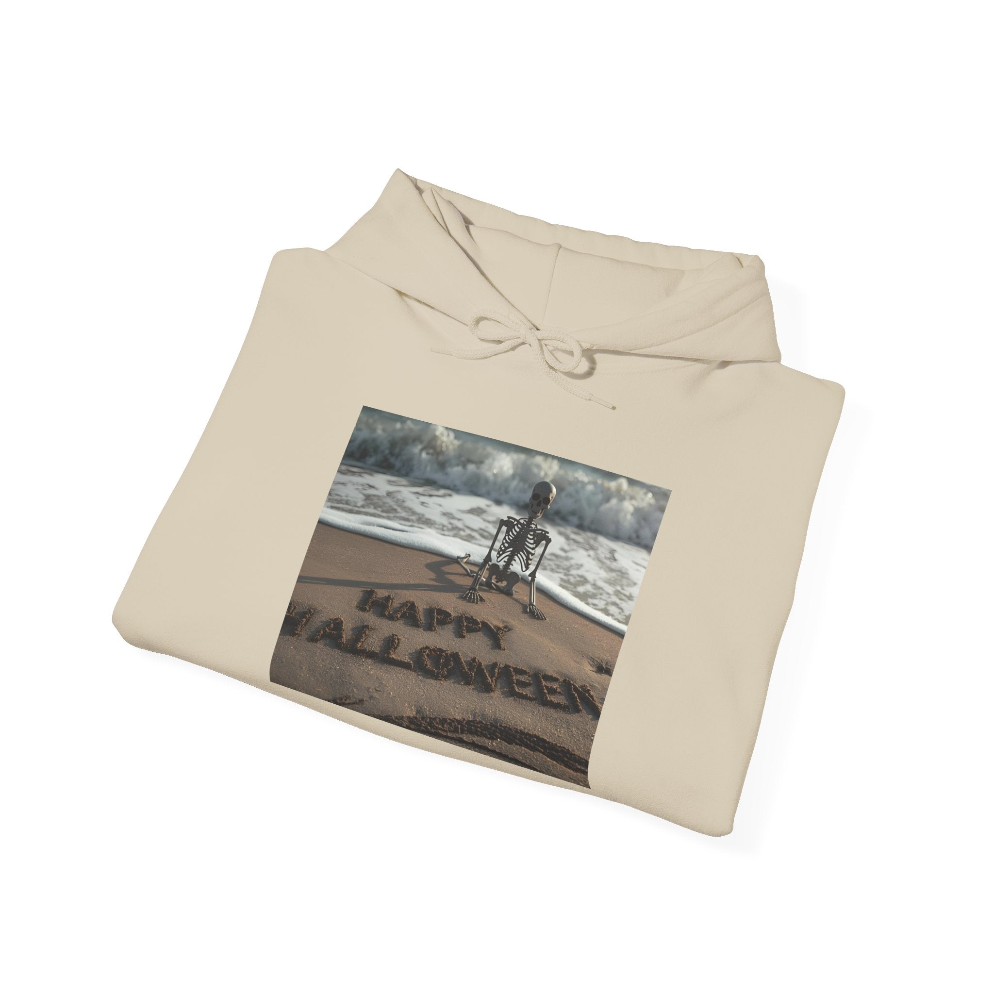 Halloween Beach Skeleton Vibes Sweatshirt, Unisex Hooded Sweatshirt, Cozy Hoodie for Fall, Halloween Gift, Casual Wear, Spooky Vibes, Autumn Fashion