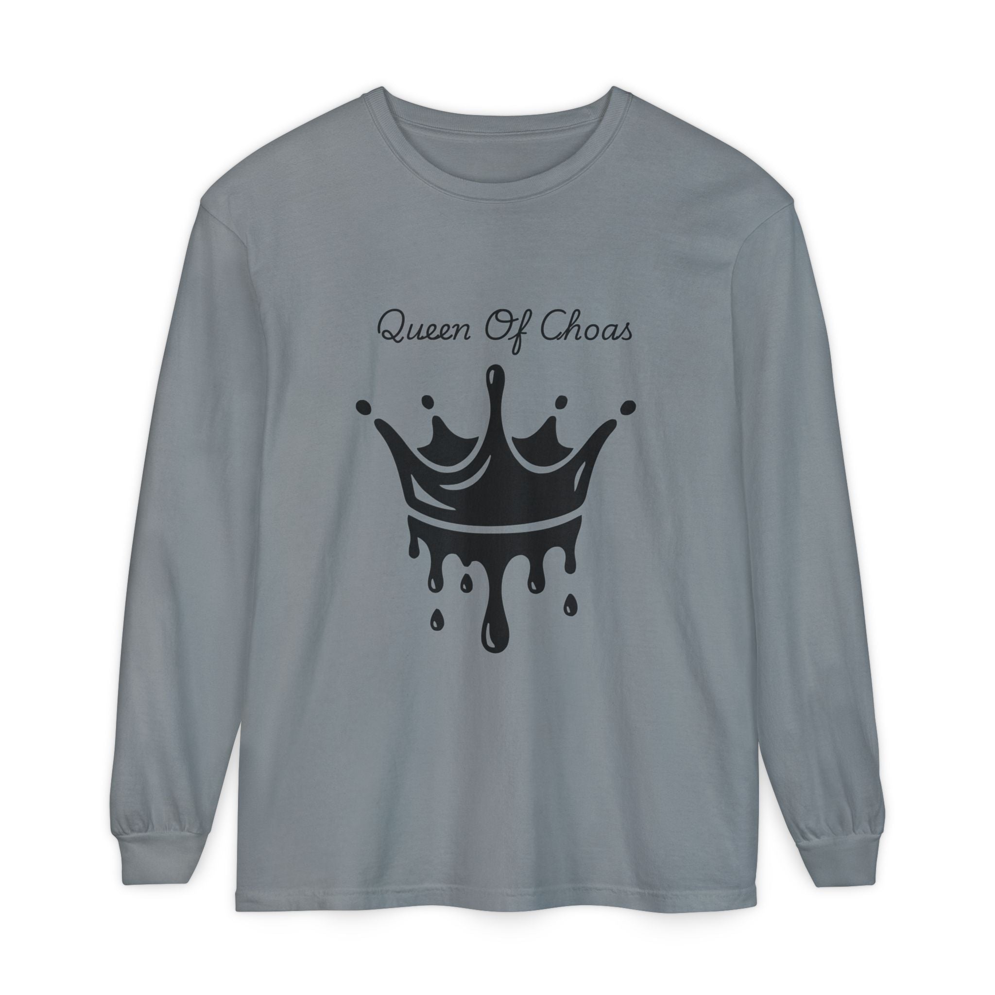 Queen of Chaos Long Sleeve T-Shirt - Stylish Unisex Apparel for Creative Souls, Casual Wear, Gift for Her, Birthday, Everyday Style