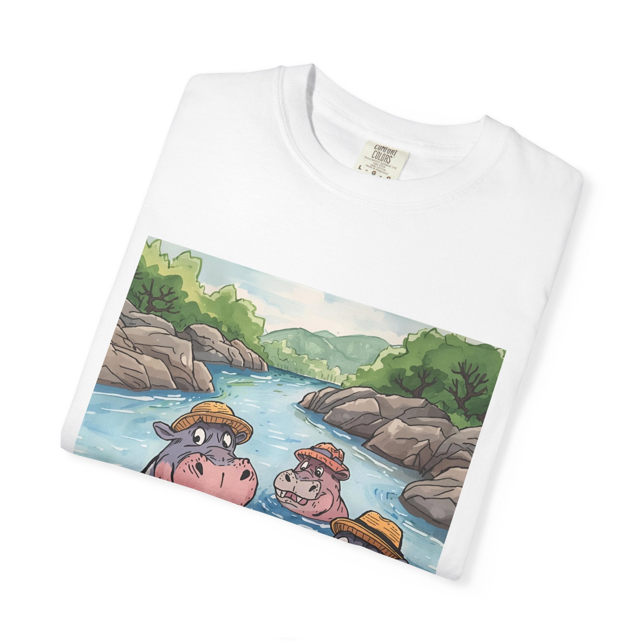 Hippo Adventure Unisex T-Shirt, Cute Animal Tee, Gift for Nature Lovers, Casual Wear, Birthday and Summer Vibe