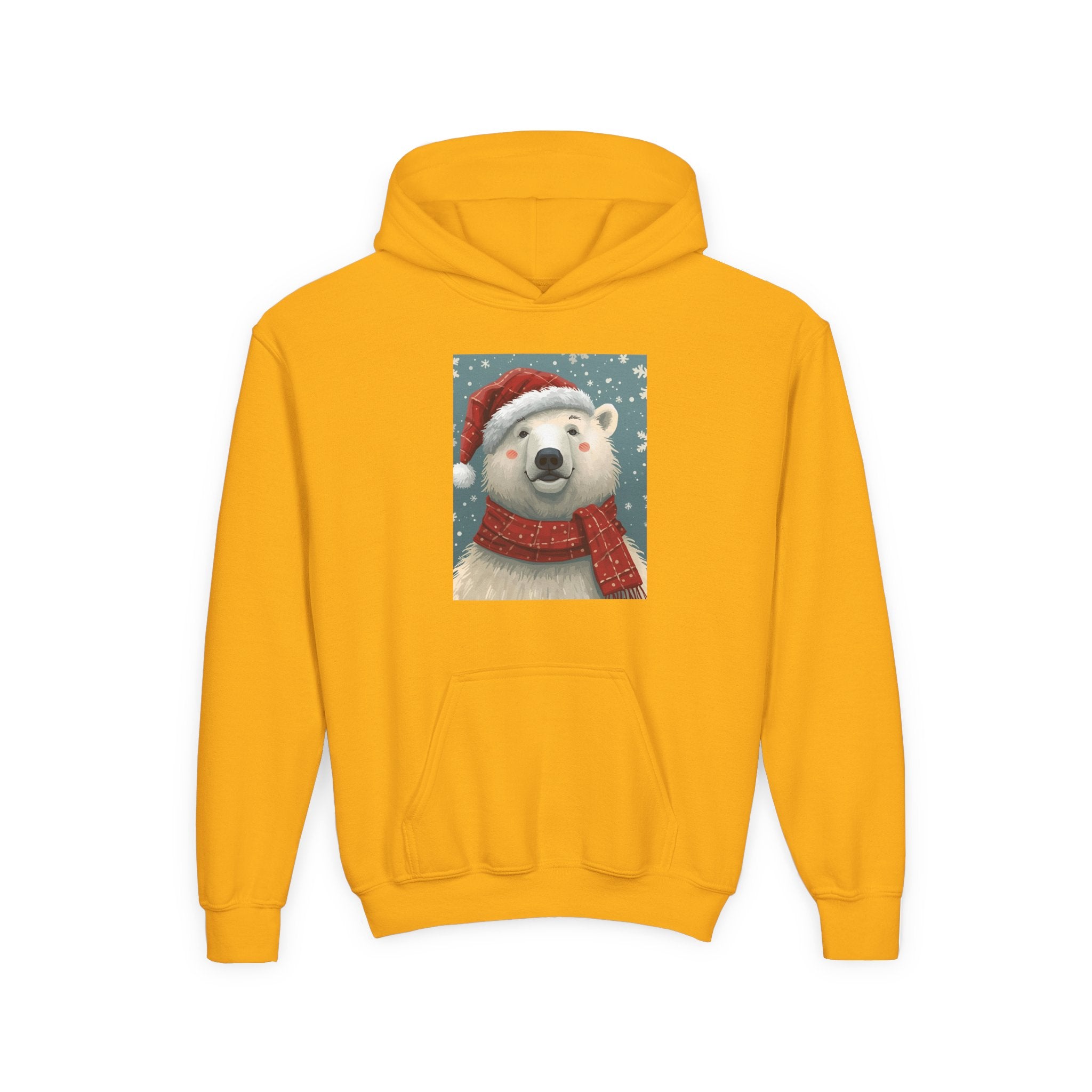 Cozy Polar Bear Christmas Hoodie, Holiday Sweatshirt for Kids, Winter Wear, Gift Idea, Cute Kids Hooded Sweatshirt