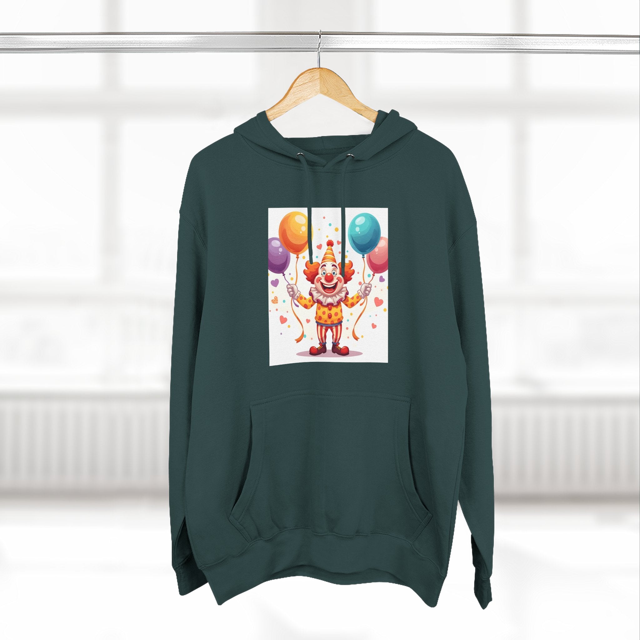 Clown Funny Three-Panel Fleece Hoodie