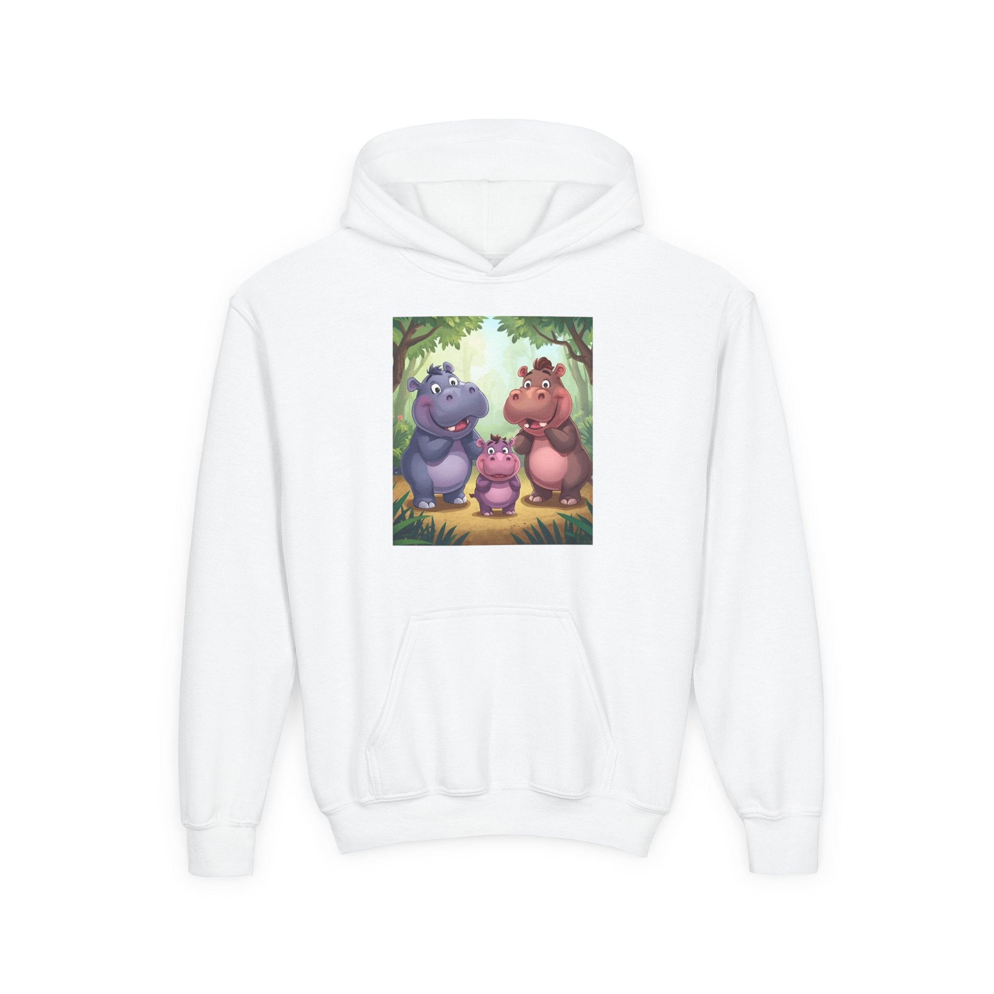 Hippo Cute Youth Heavy Blend Hooded Sweatshirt