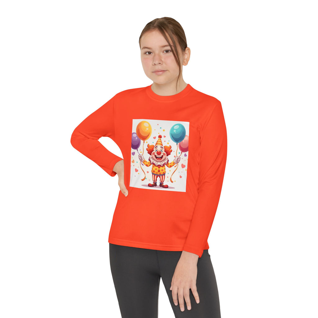 Birthday Clown With Balloons Youth Long Sleeve Competitor Tee