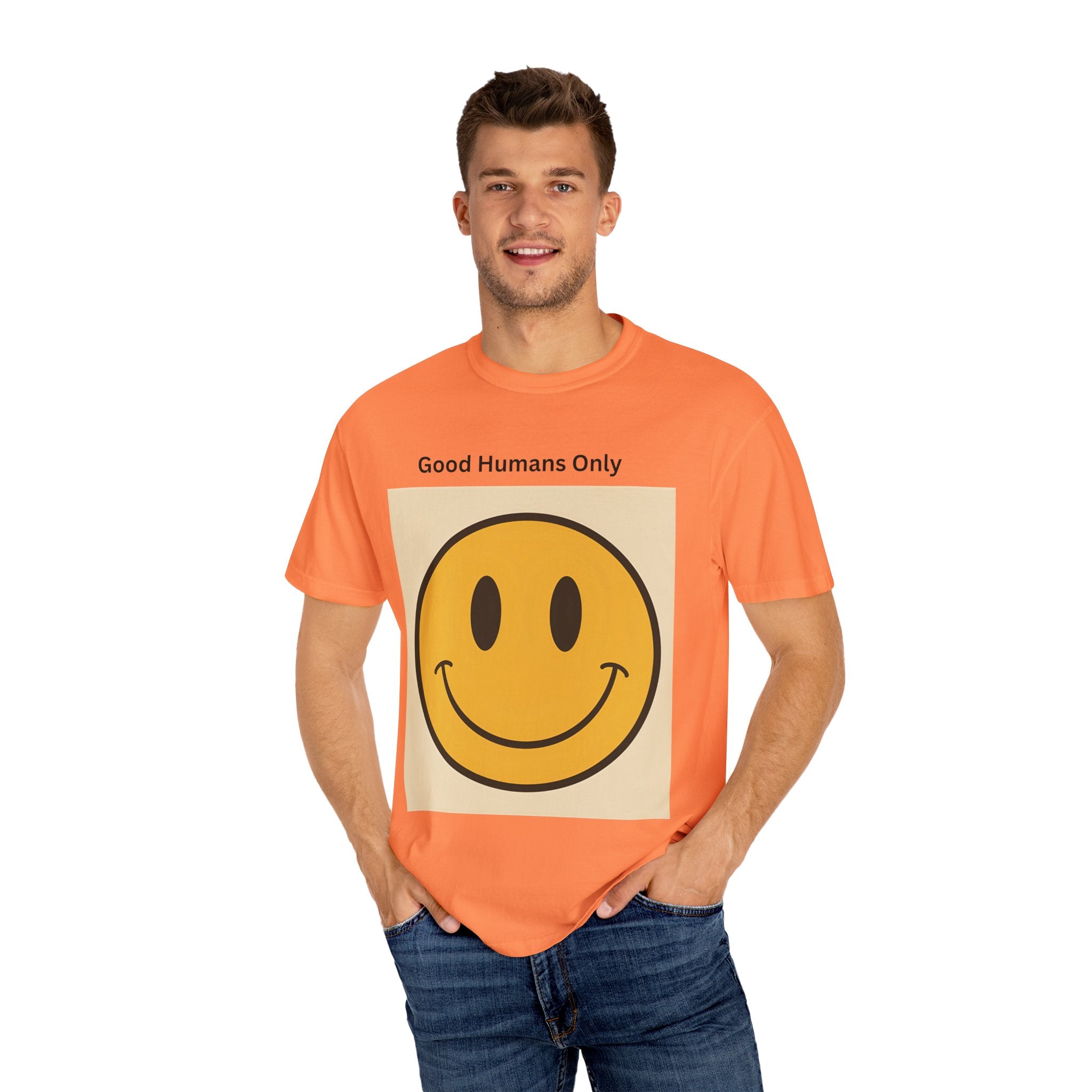 Smiley Face Good Humans Only T-Shirt, Unisex Smiley Tee, Cute Graphic Shirt, Casual Wear, Gift for Friends, Positive Vibes Clothing