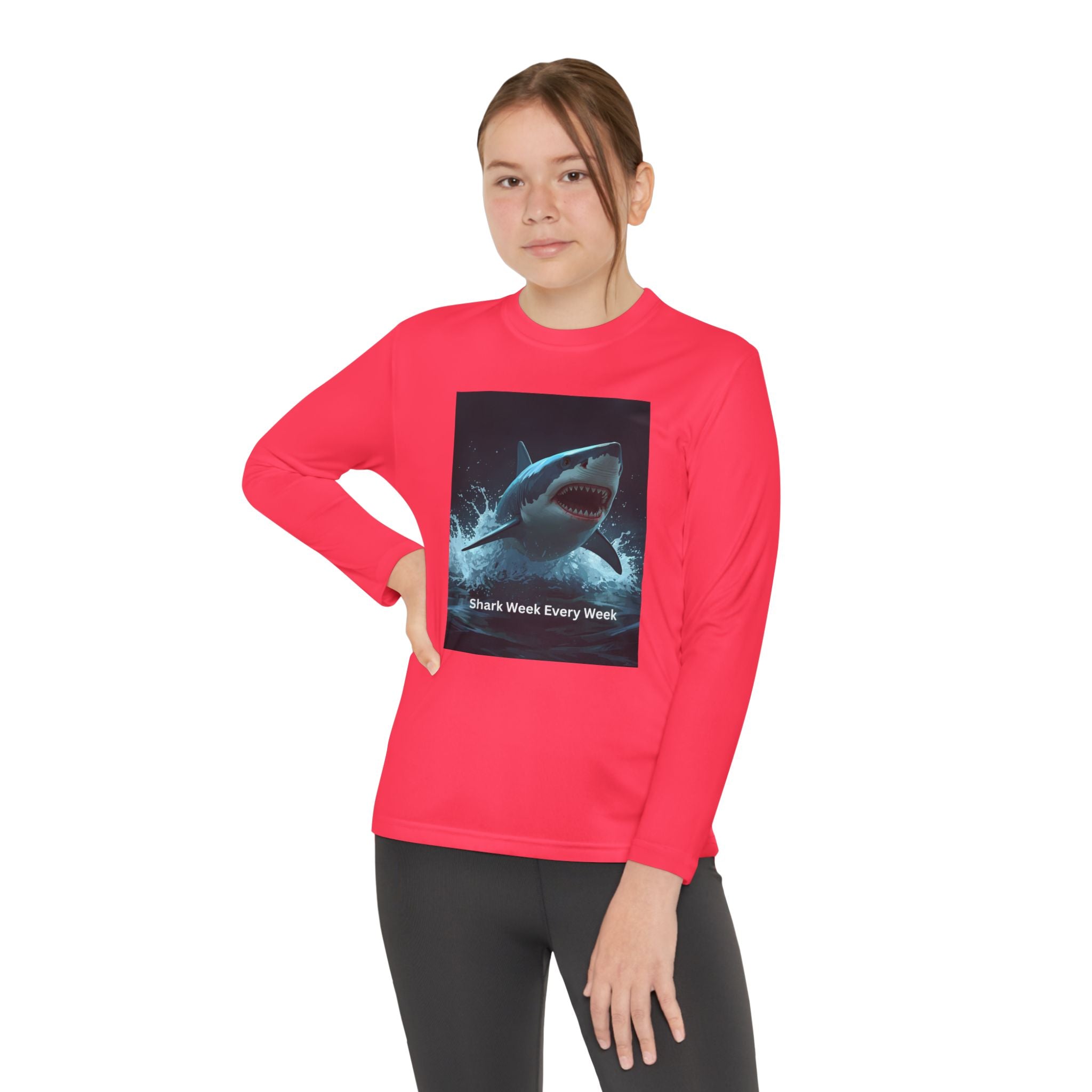 Shark Week Youth Long Sleeve Tee - Funny Ocean Shirt, Kids Gift, Summer Wear, Cool Tee, Swim Shirt, Beach Apparel