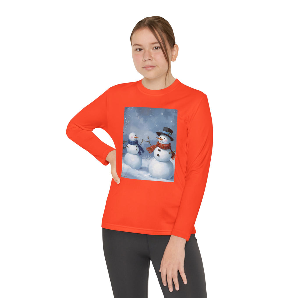 Christmas Snowman Family Youth Long Sleeve Competitor Tee