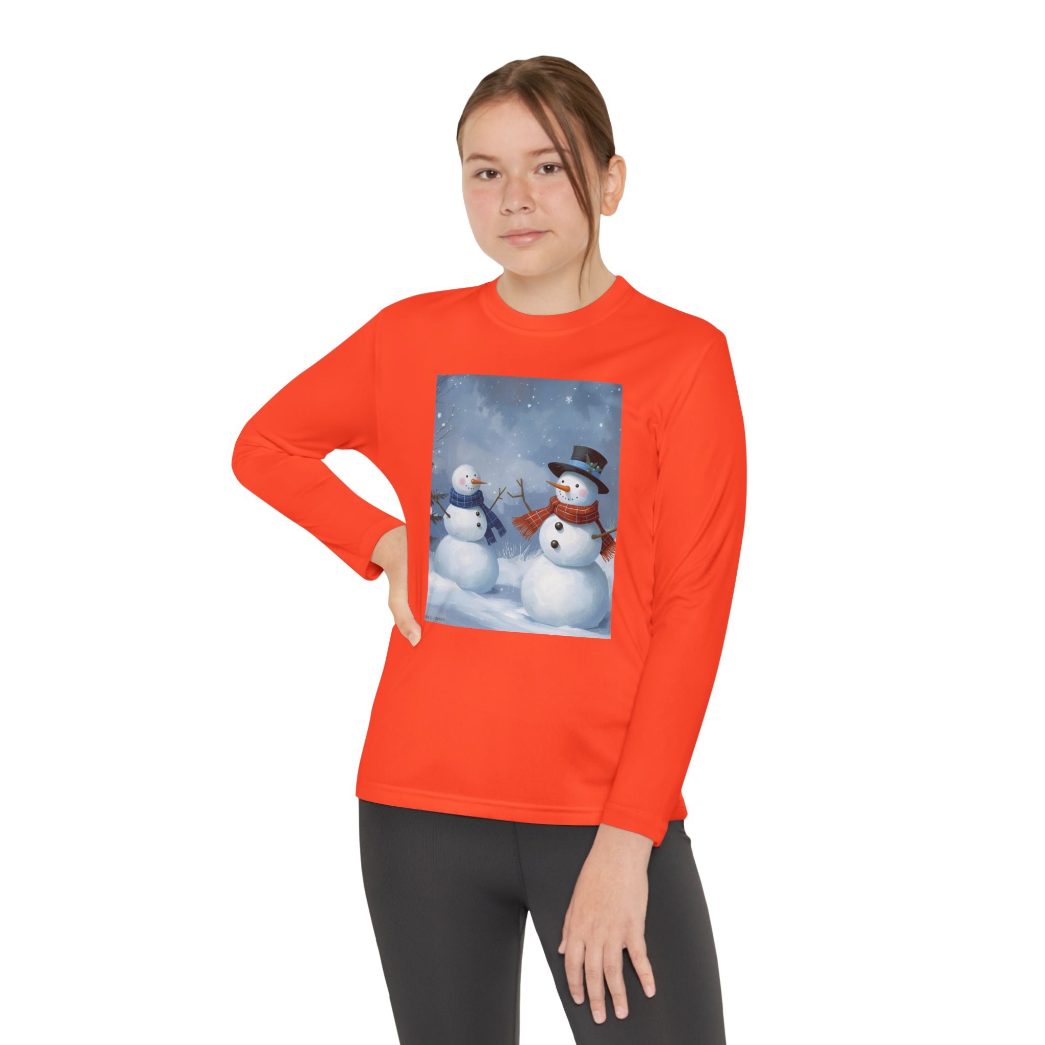 Christmas Snowman Family Youth Long Sleeve Competitor Tee